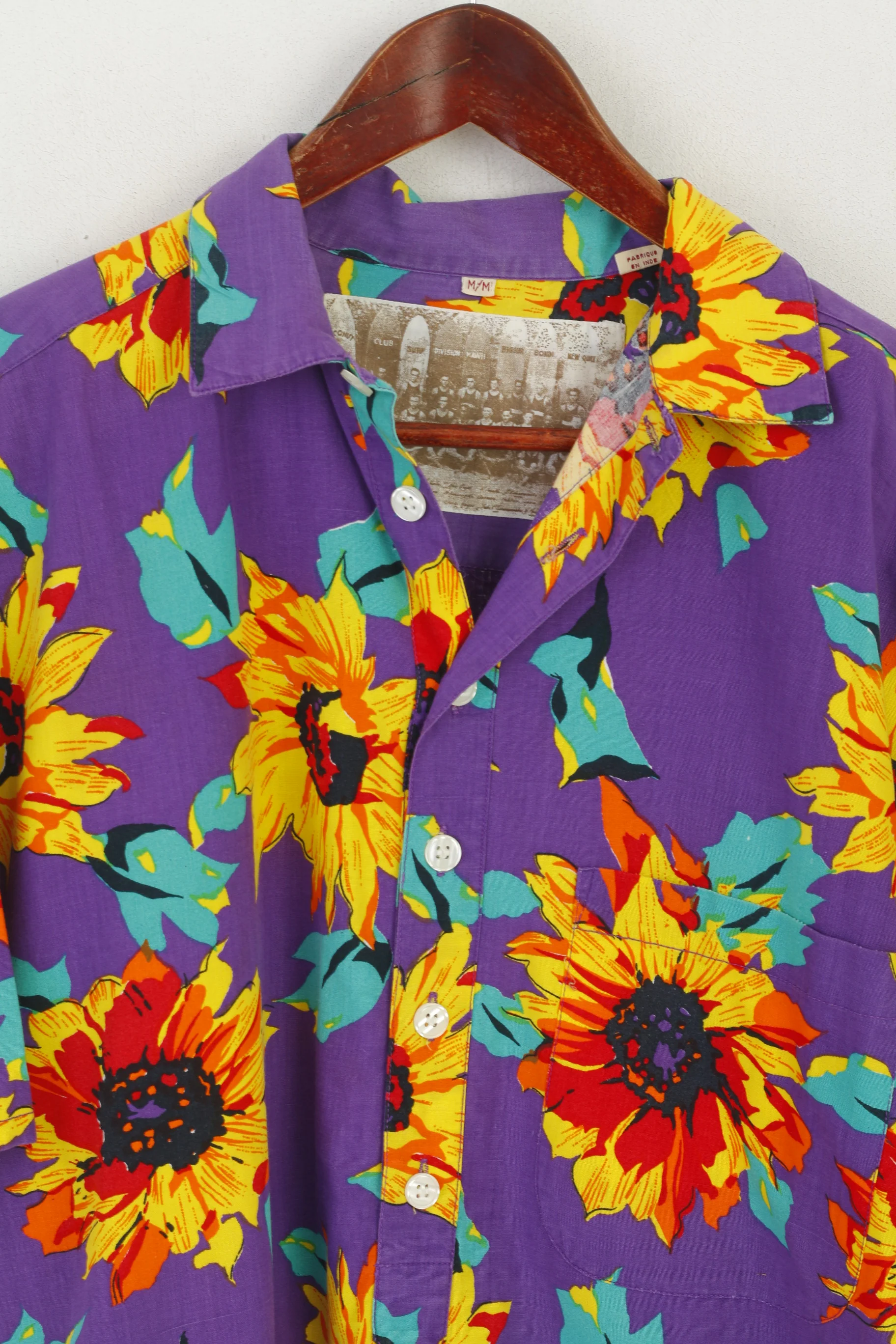 Division Hawaii Men M Casual Shirt Purple Pullover Floral Hawaii Soft Top - Image 3