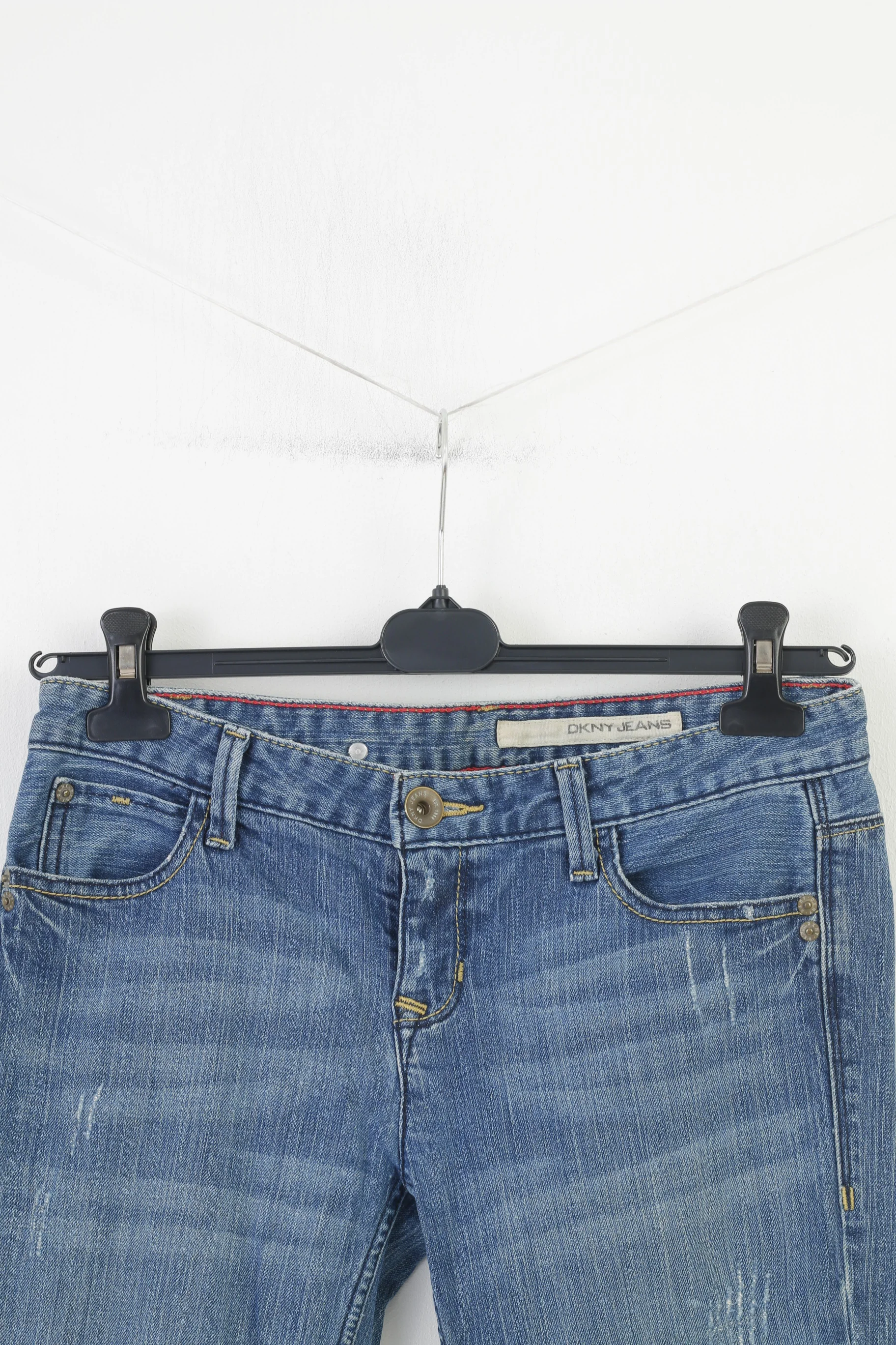 DKNY Men 28 Trousers Blue Cotton Jeans Elastan Low Waist VIntage Pants - Image 2