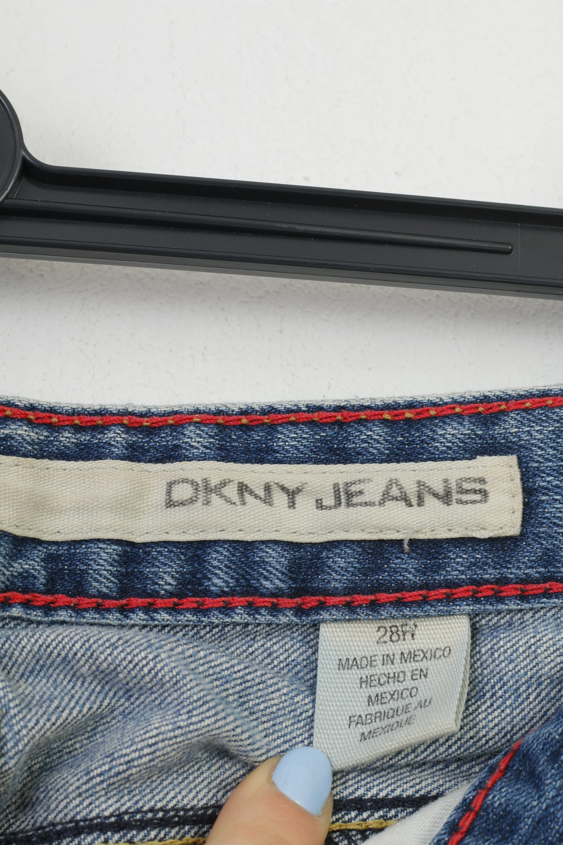 DKNY Men 28 Trousers Blue Cotton Jeans Elastan Low Waist VIntage Pants - Image 5