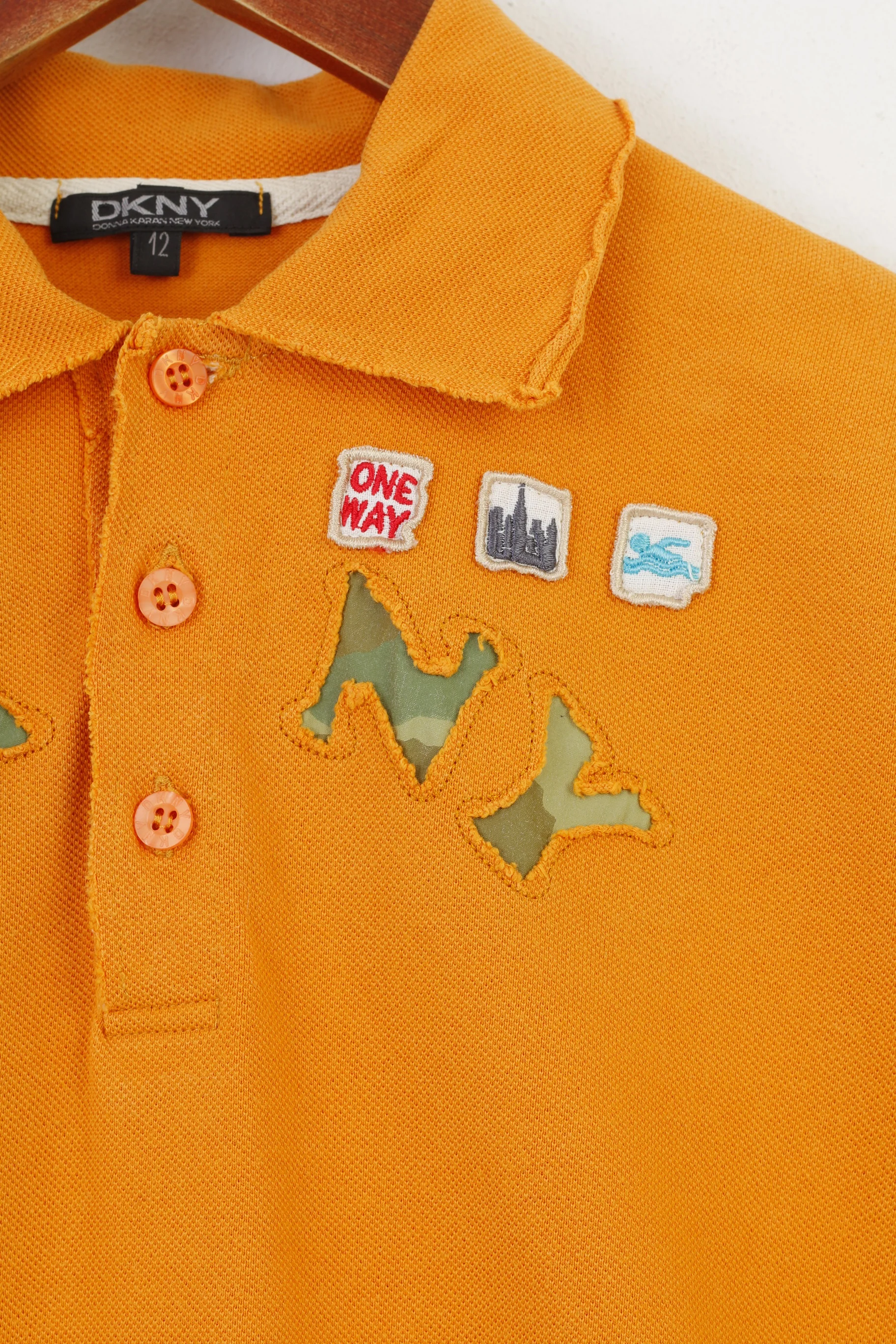 DKNY Men Polo Shirt 12 M Polo Shirt Orange Short Sleeve Cotton Top - Image 4