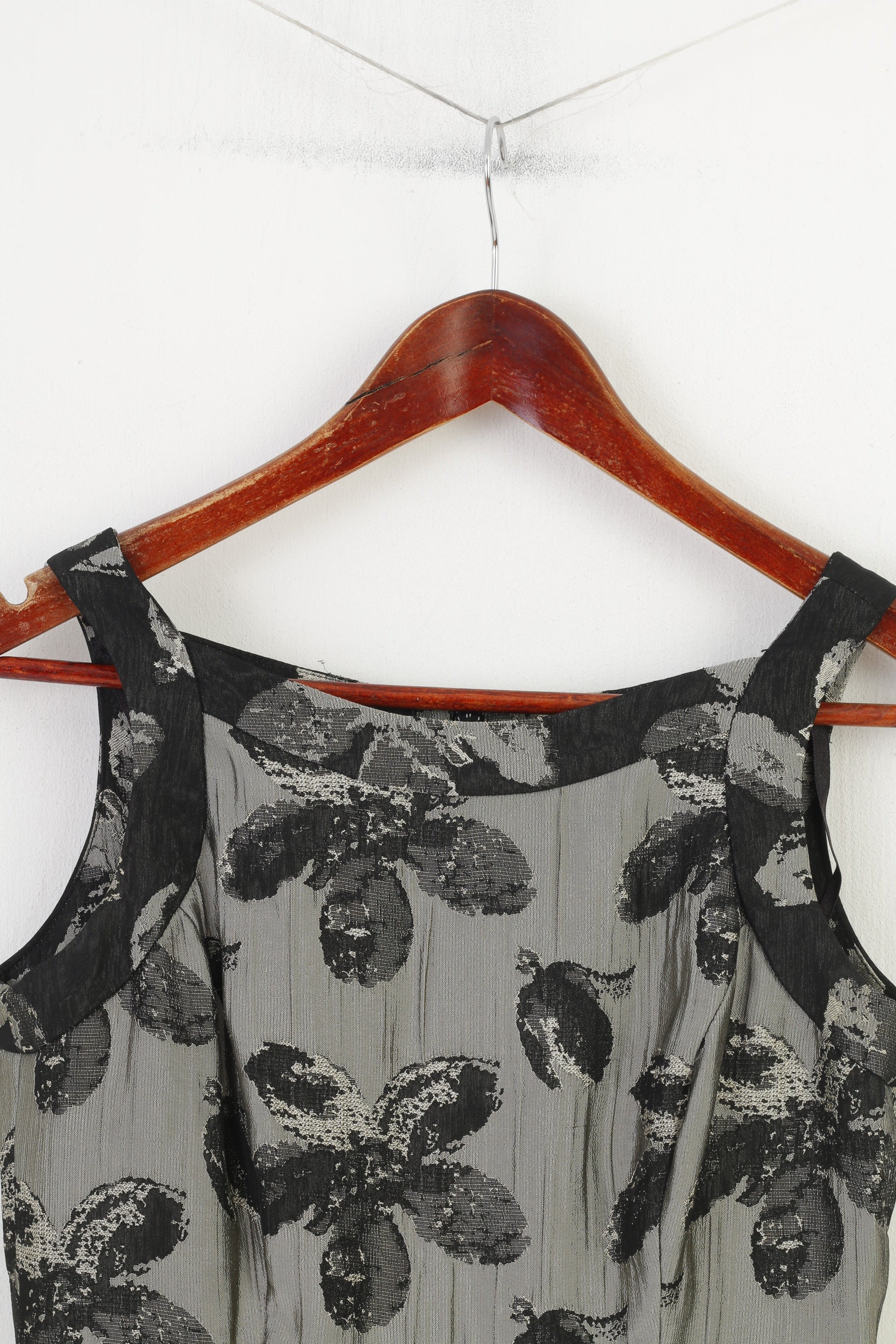 Donna Ricco New York Women 2P XS Dress Grey Shiny Flowers Printed Cocktail Mini - Image 2
