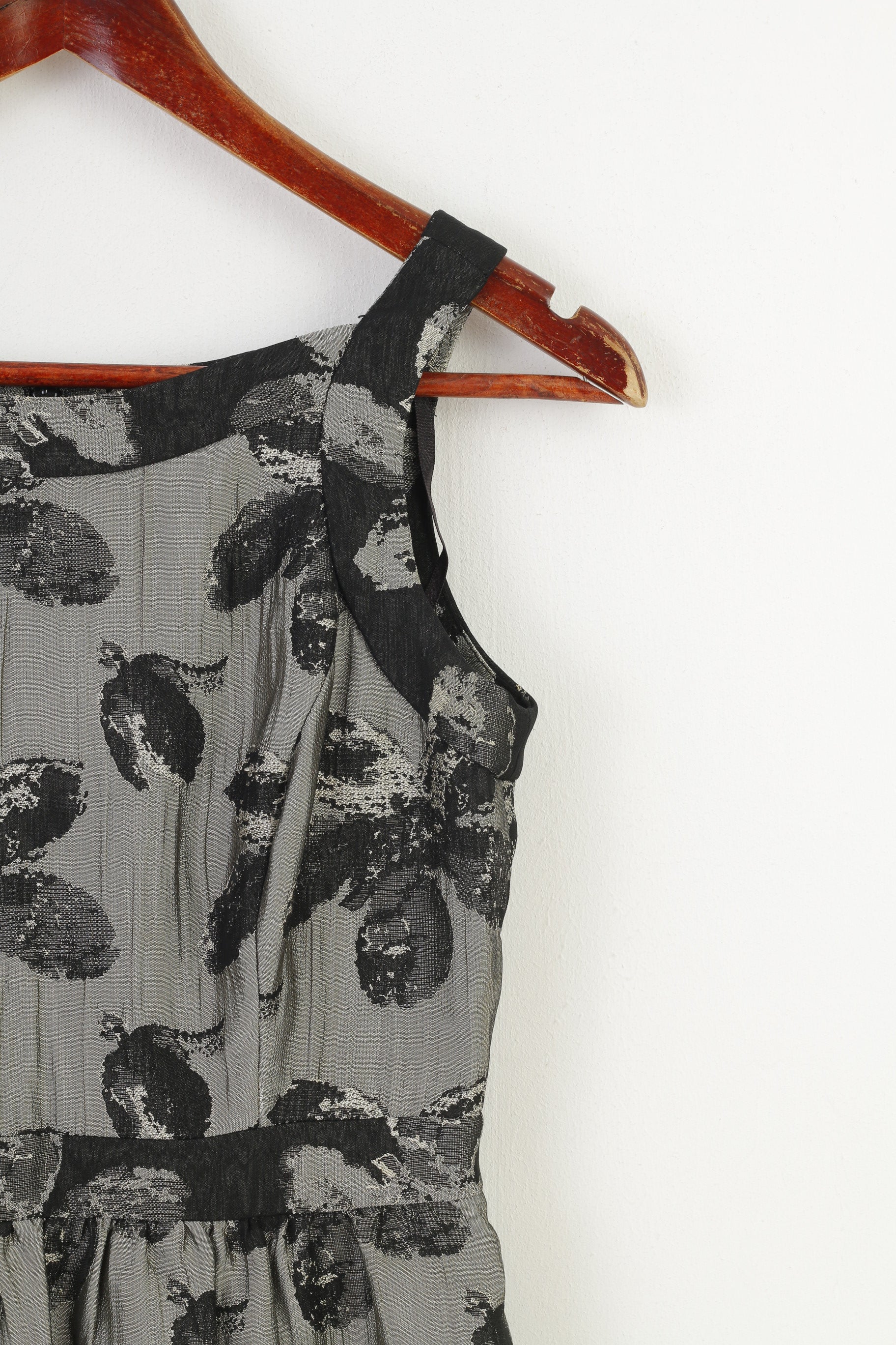 Donna Ricco New York Women 2P XS Dress Grey Shiny Flowers Printed Cocktail Mini - Image 3