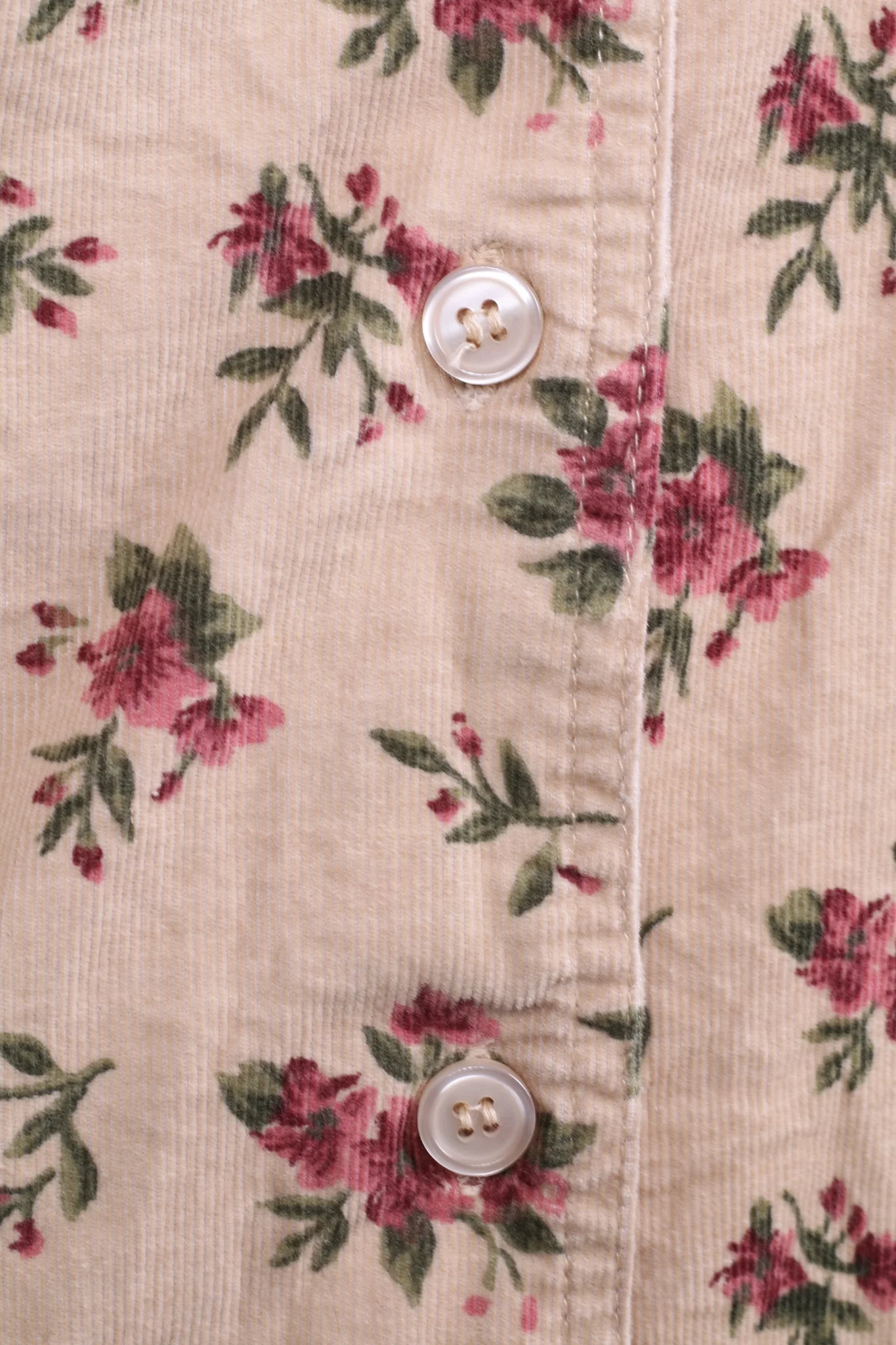 Dorothy Perkins Womens 14 XL Casual Shirt Beige Short Sleeve Flowers Print Corduroy - Image 8