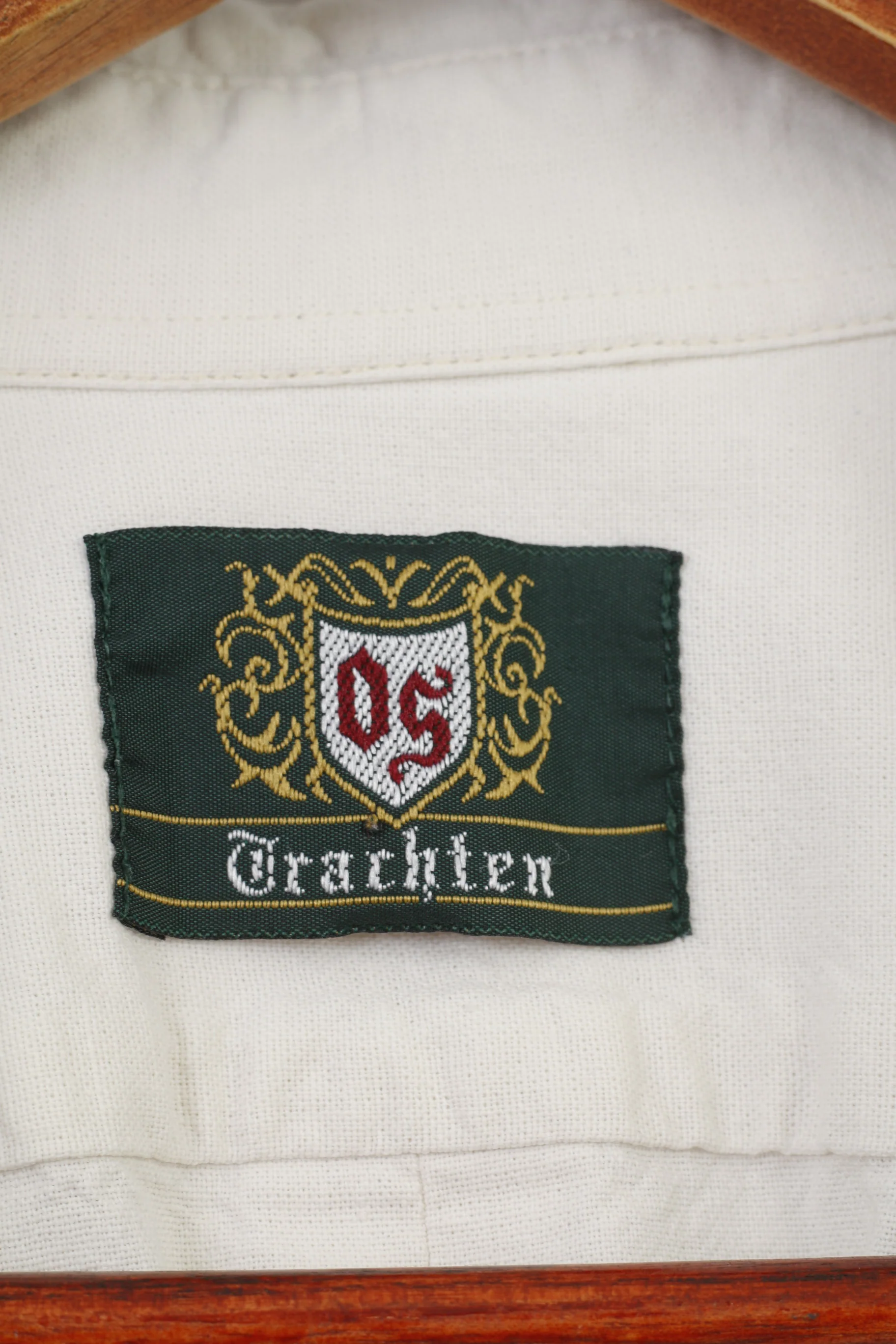 Drachten Men XL Casual Shirt White Short Sleeve Embroidery Cotton Vintage Top - Image 6