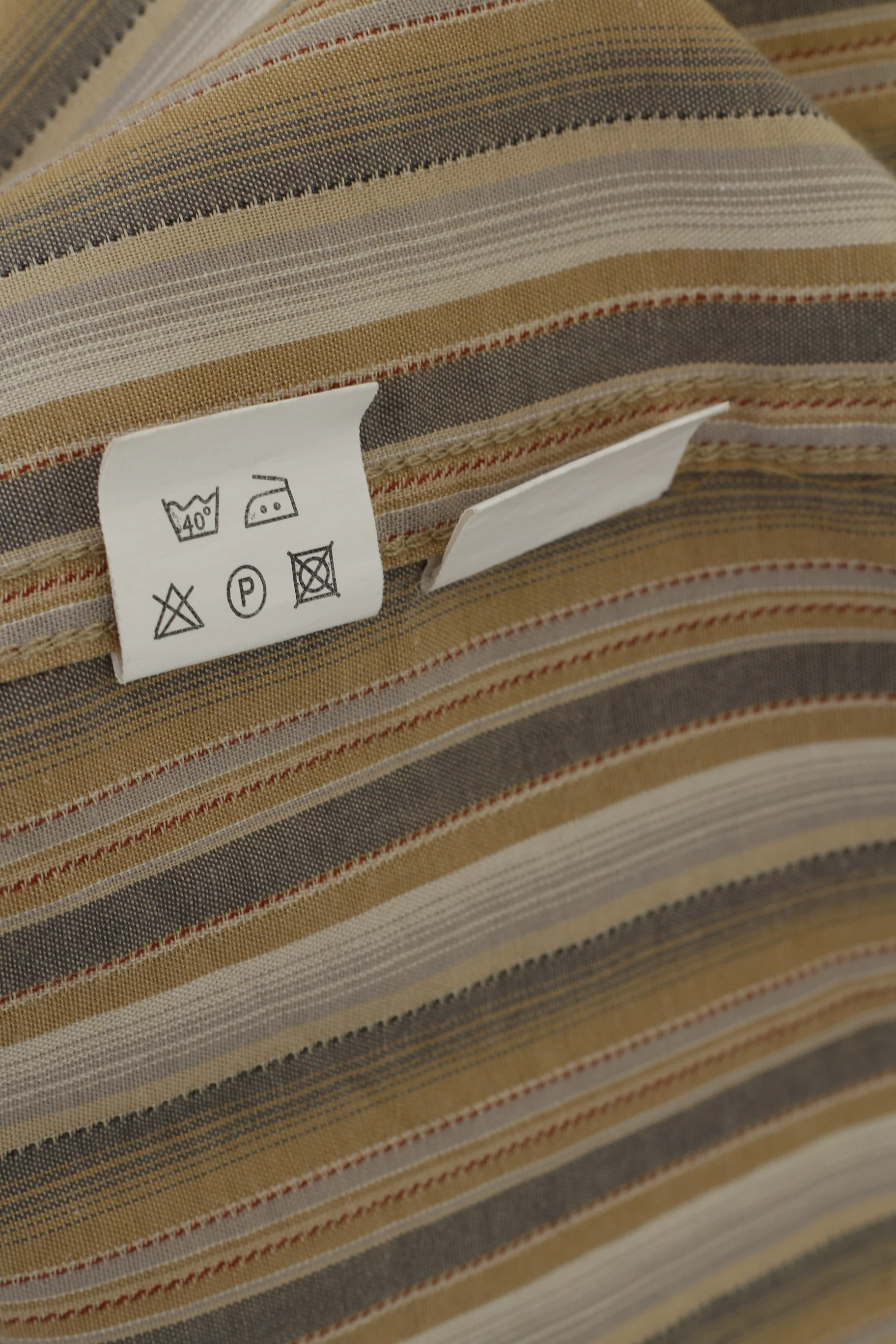 Dubbin & Hollinshead Men XL Casual Shirt Beige Striped Cotton Long Sleeve Retro Top - Image 5