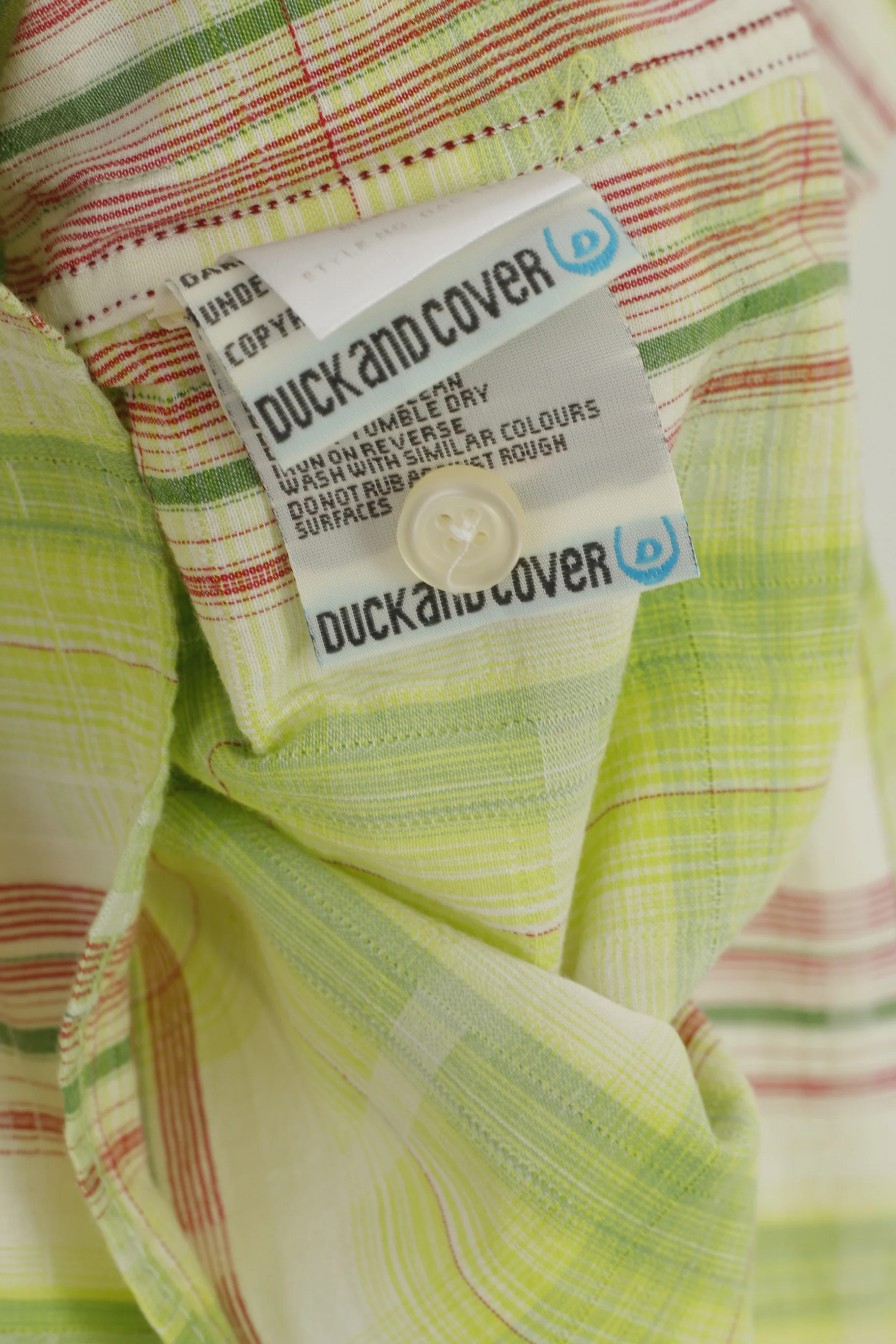 Duck and Cover Men XL (M) Casual Shirt Green Check Cotton Pockets Short Sleeve Top - Image 4