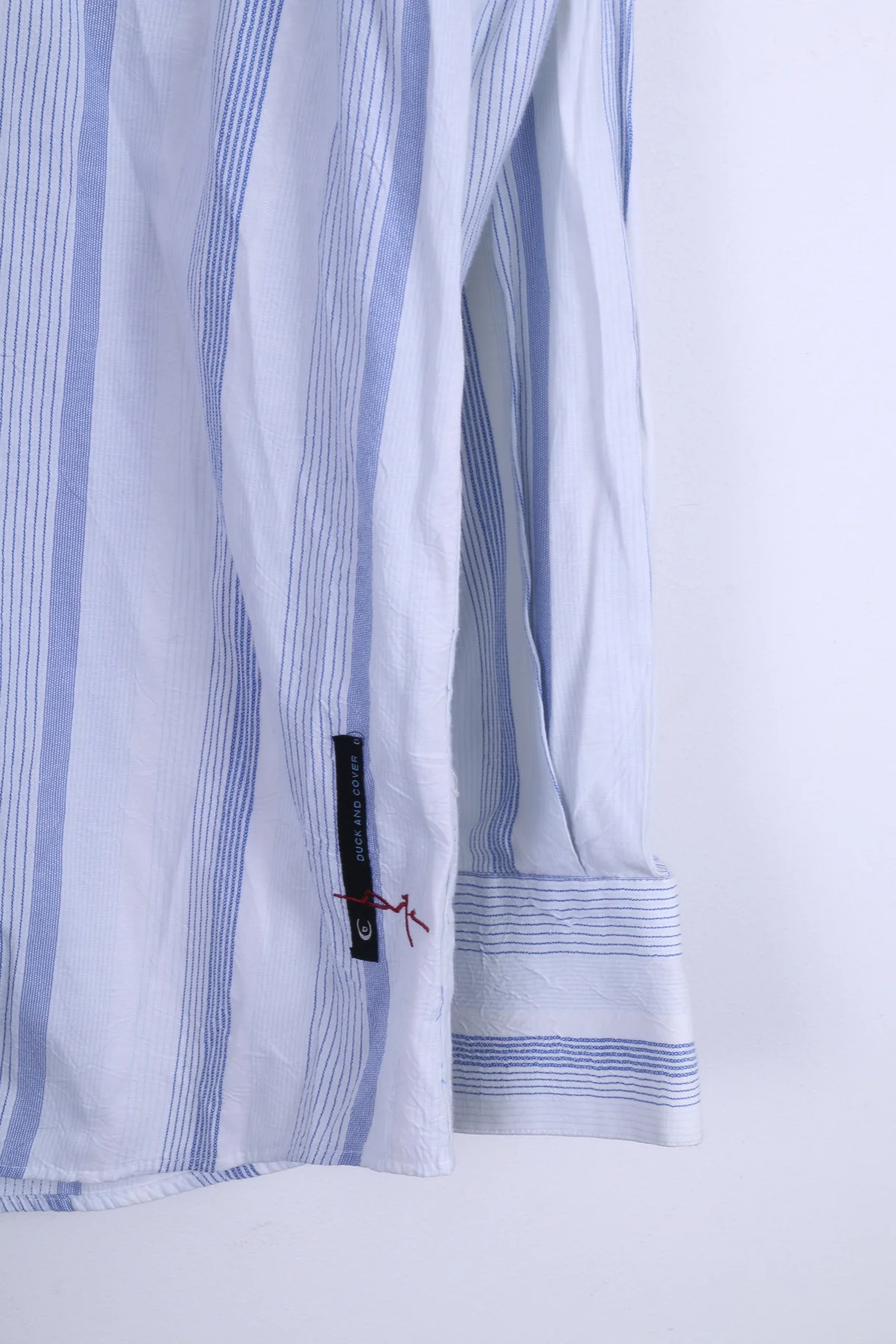 Duck and Cover Mens L Casual Shirt Point Collar Striped White Cotton - Image 2