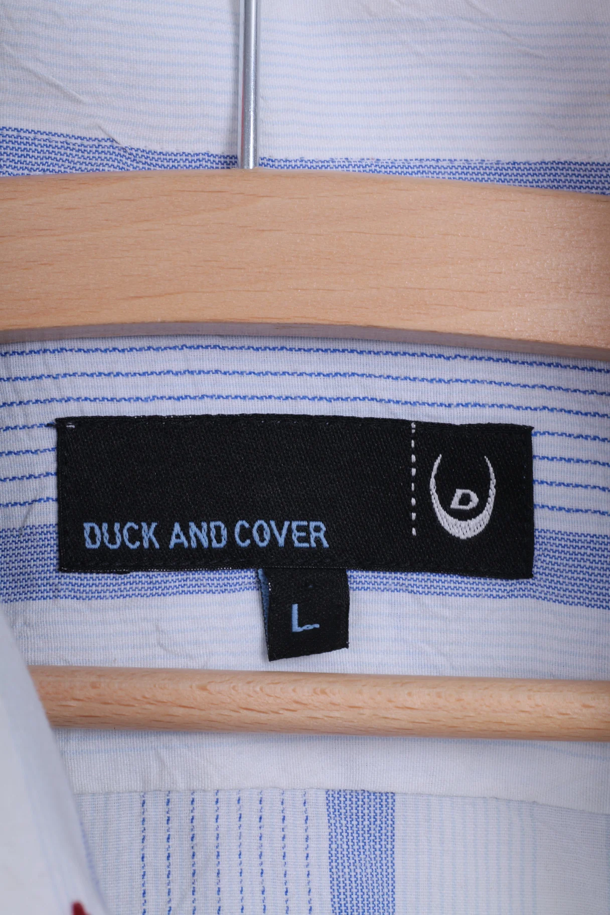Duck and Cover Mens L Casual Shirt Point Collar Striped White Cotton - Image 4