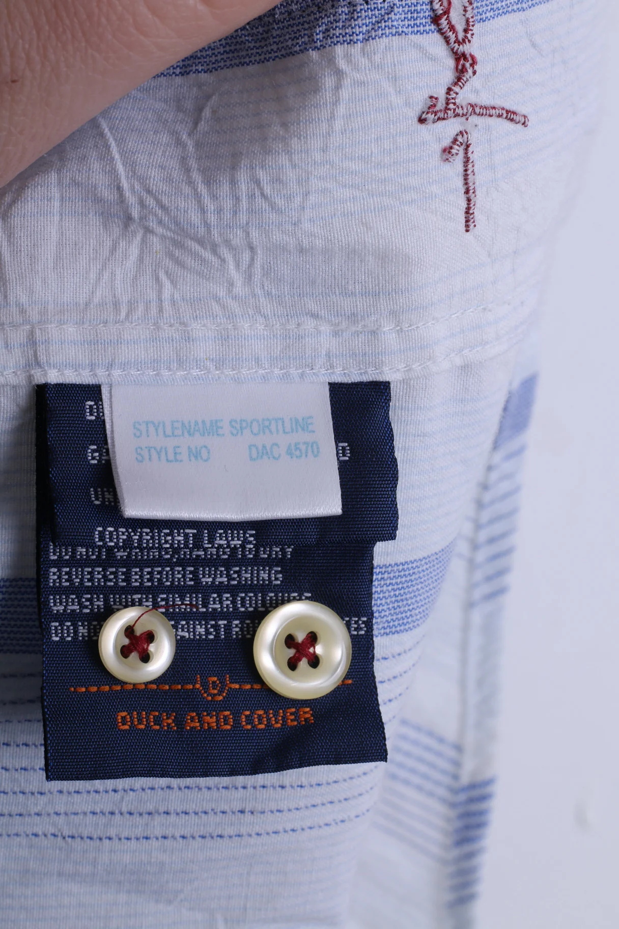 Duck and Cover Mens L Casual Shirt Point Collar Striped White Cotton - Image 5