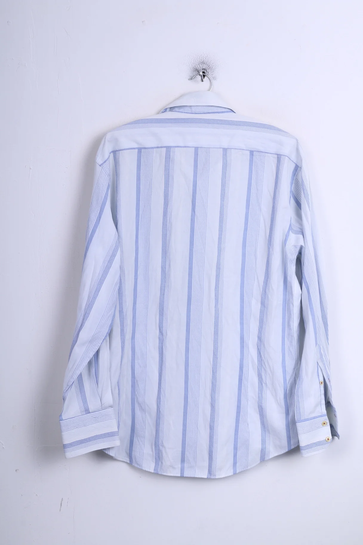 Duck and Cover Mens L Casual Shirt Point Collar Striped White Cotton - Image 6