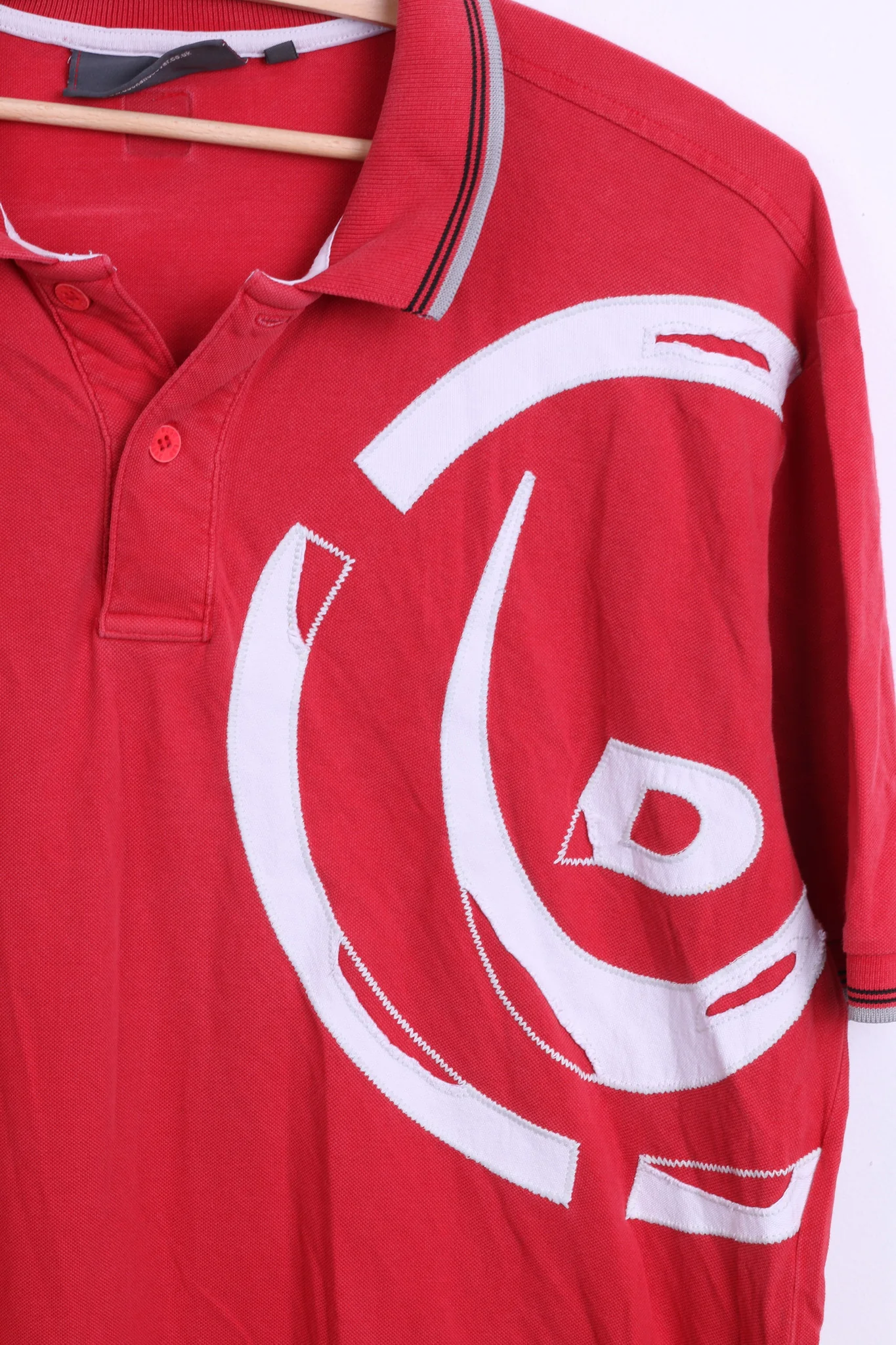 Duck and Cover Mens XL Polo Shirt Red Washed Look Cotton Top Jersey - Image 2