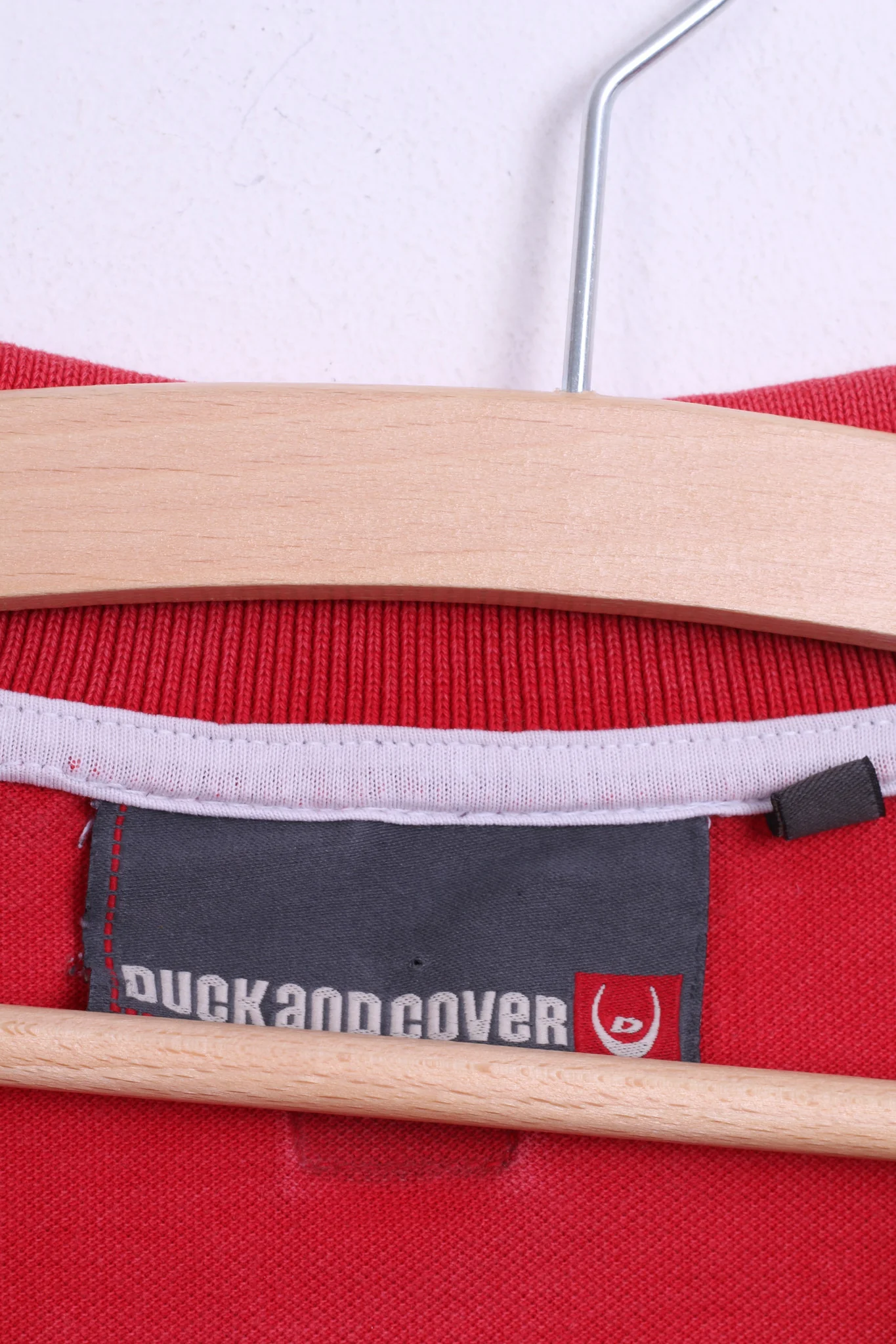 Duck and Cover Mens XL Polo Shirt Red Washed Look Cotton Top Jersey - Image 4