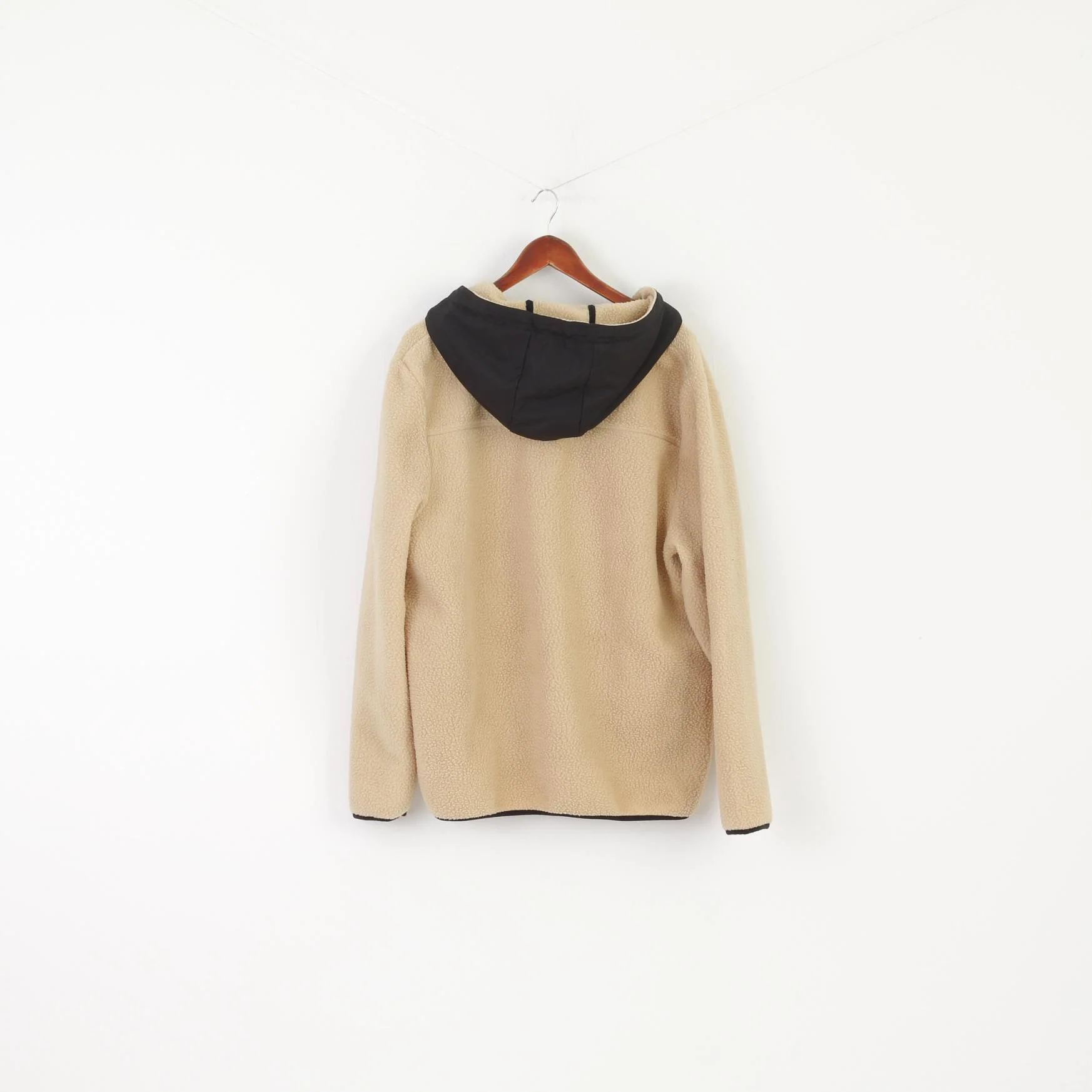 EASY Men XXL Fleece Top Beige Mountain Range Outdoor Full Zipper Hooded Sweatshirt - Image 6