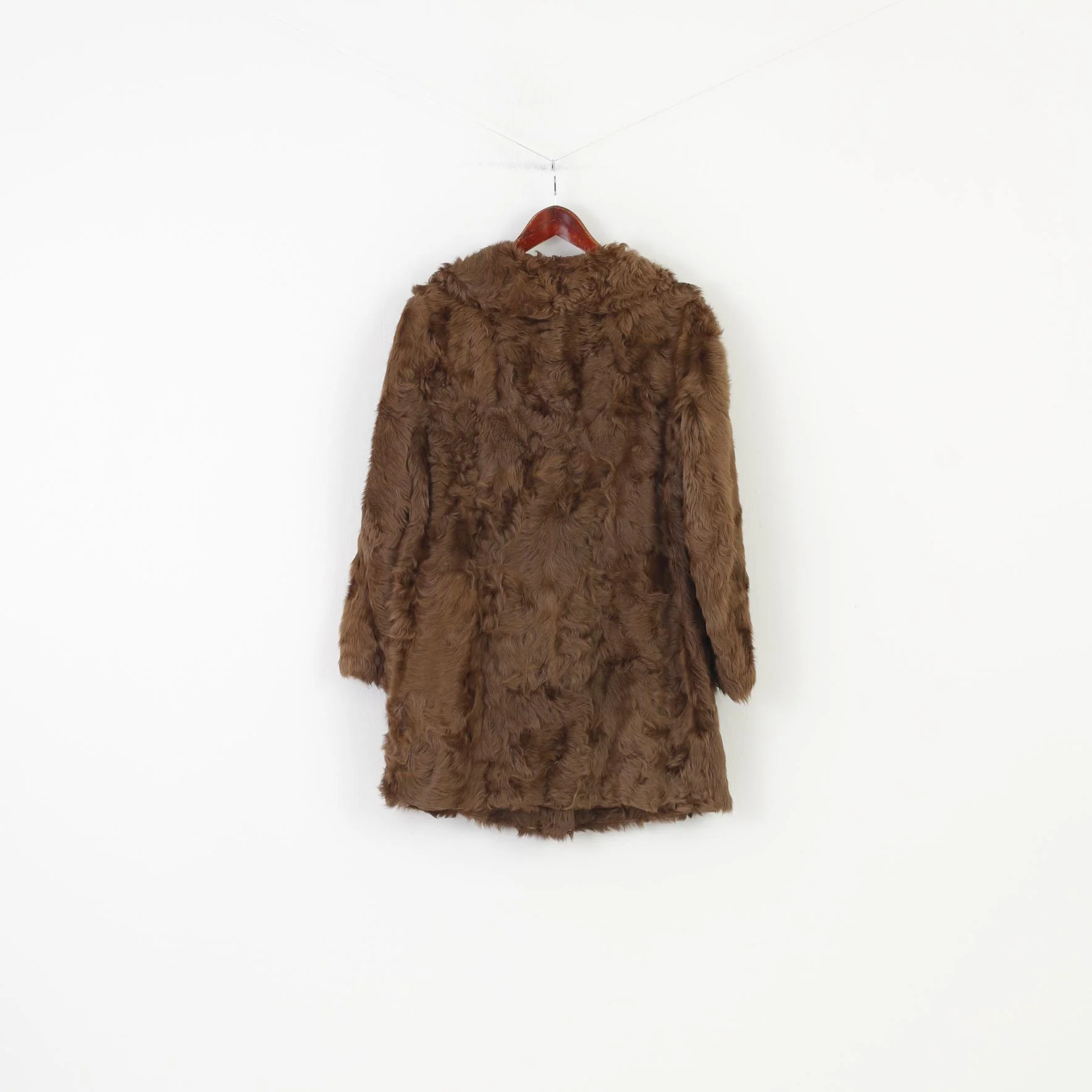 Echt Pelz Woman M Real Fur Jacket Brown Shiny Silky Pockets Vintage Top - Image 5