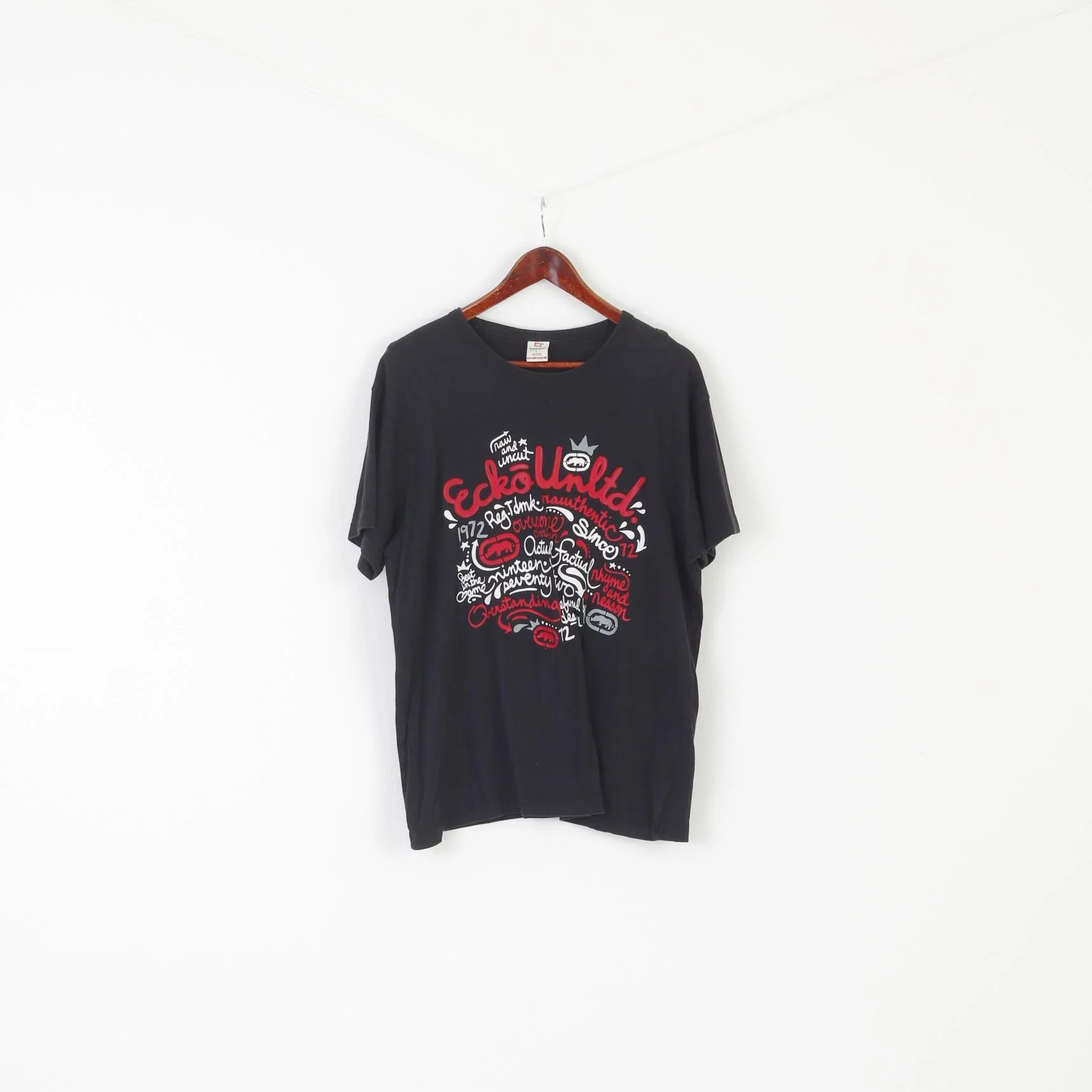 Ecko Unltd. Men L Shirt Black Cotton Urban Clothing Graphic Crew Neck Top