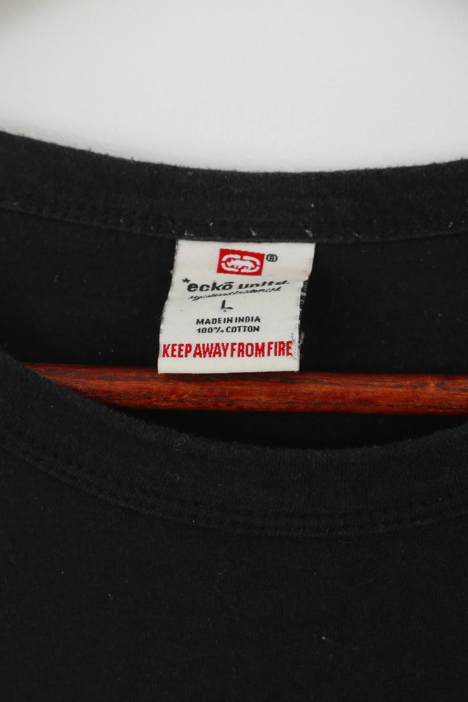 Ecko Unltd. Men L Shirt Black Cotton Urban Clothing Graphic Crew Neck Top - Image 3