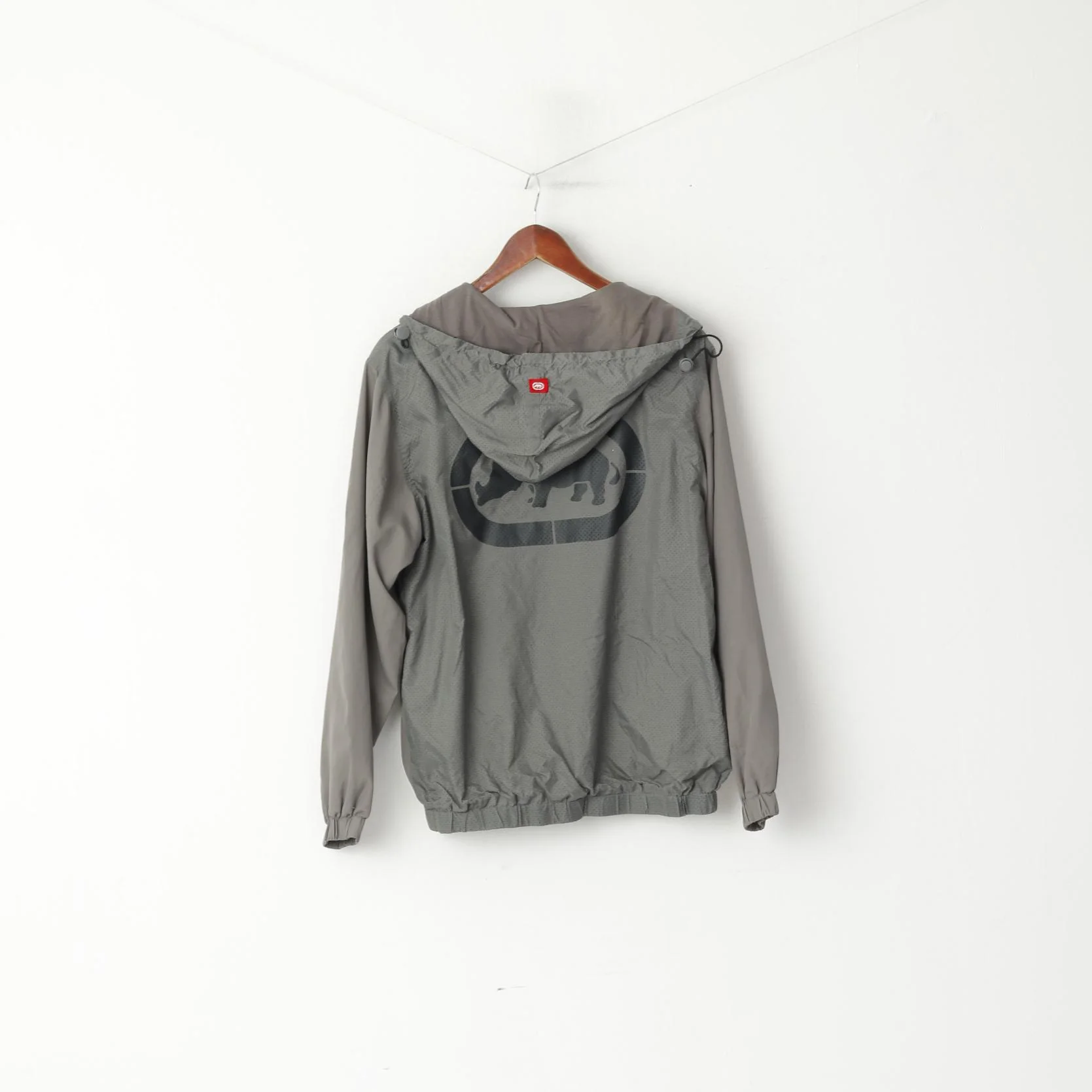 ECKO Unltd. Men S Jacket Gray Lightweight Zip Up Hooded Big Logo Sport Top - Image 7