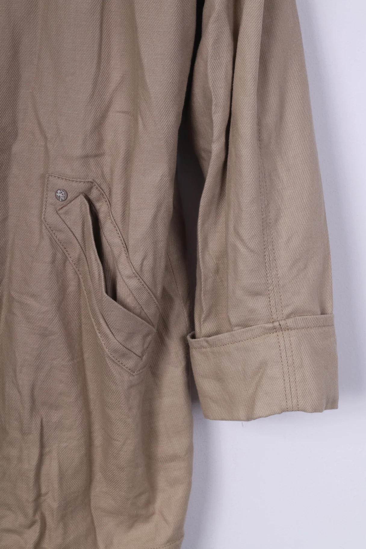 EDC by esprit Womens M Jacket Beige Lightweight Raglan Sleeve Big Buttons Cotton - Image 3
