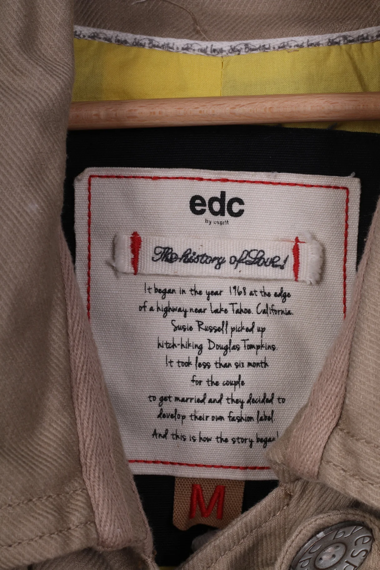 EDC by esprit Womens M Jacket Beige Lightweight Raglan Sleeve Big Buttons Cotton - Image 4
