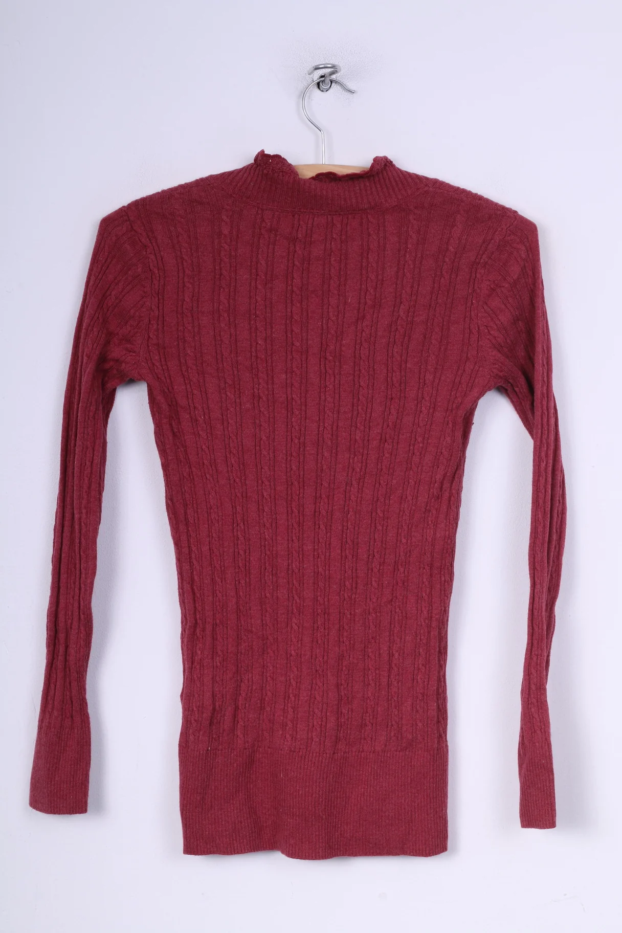 Eddie Bauer Womens XS Jumper V Neck Sweater Maroon Cotton Nylon Knit - Image 5