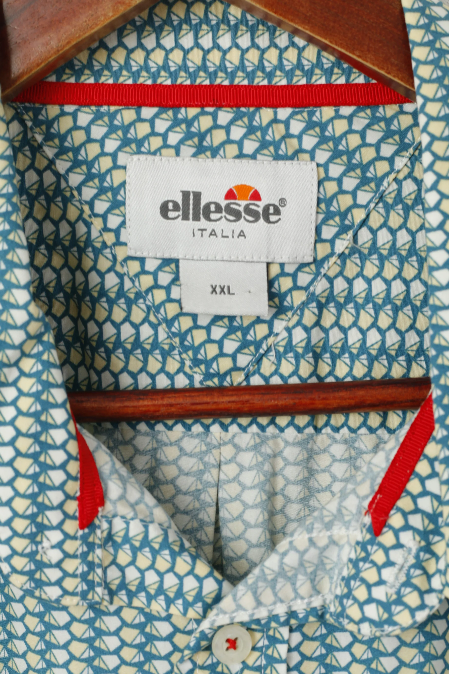 Ellesse Italia Men XXL Casual Shirt Green Cotton Multi Printed Deatailed Buttons Top - Image 5