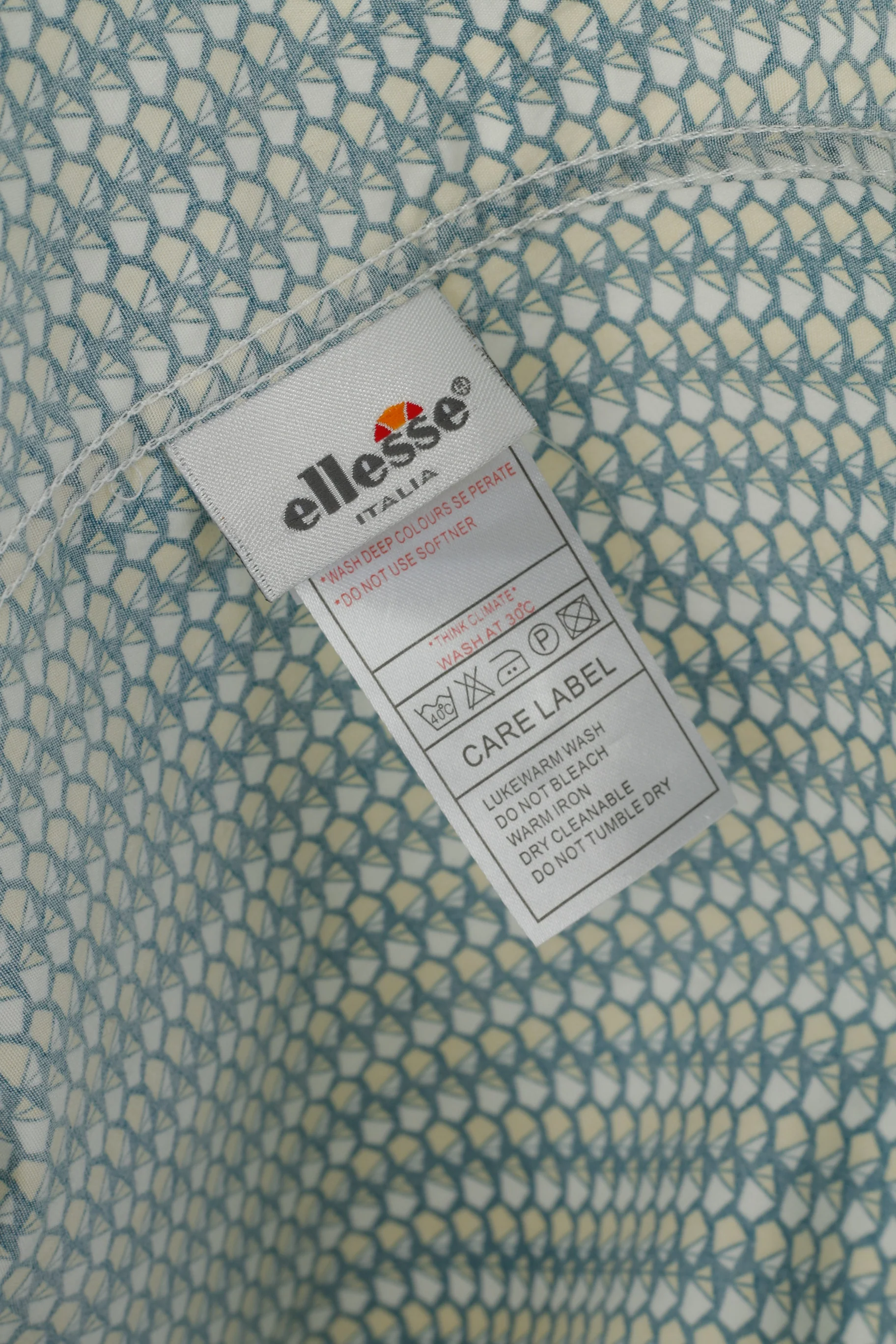 Ellesse Italia Men XXL Casual Shirt Green Cotton Multi Printed Deatailed Buttons Top - Image 7
