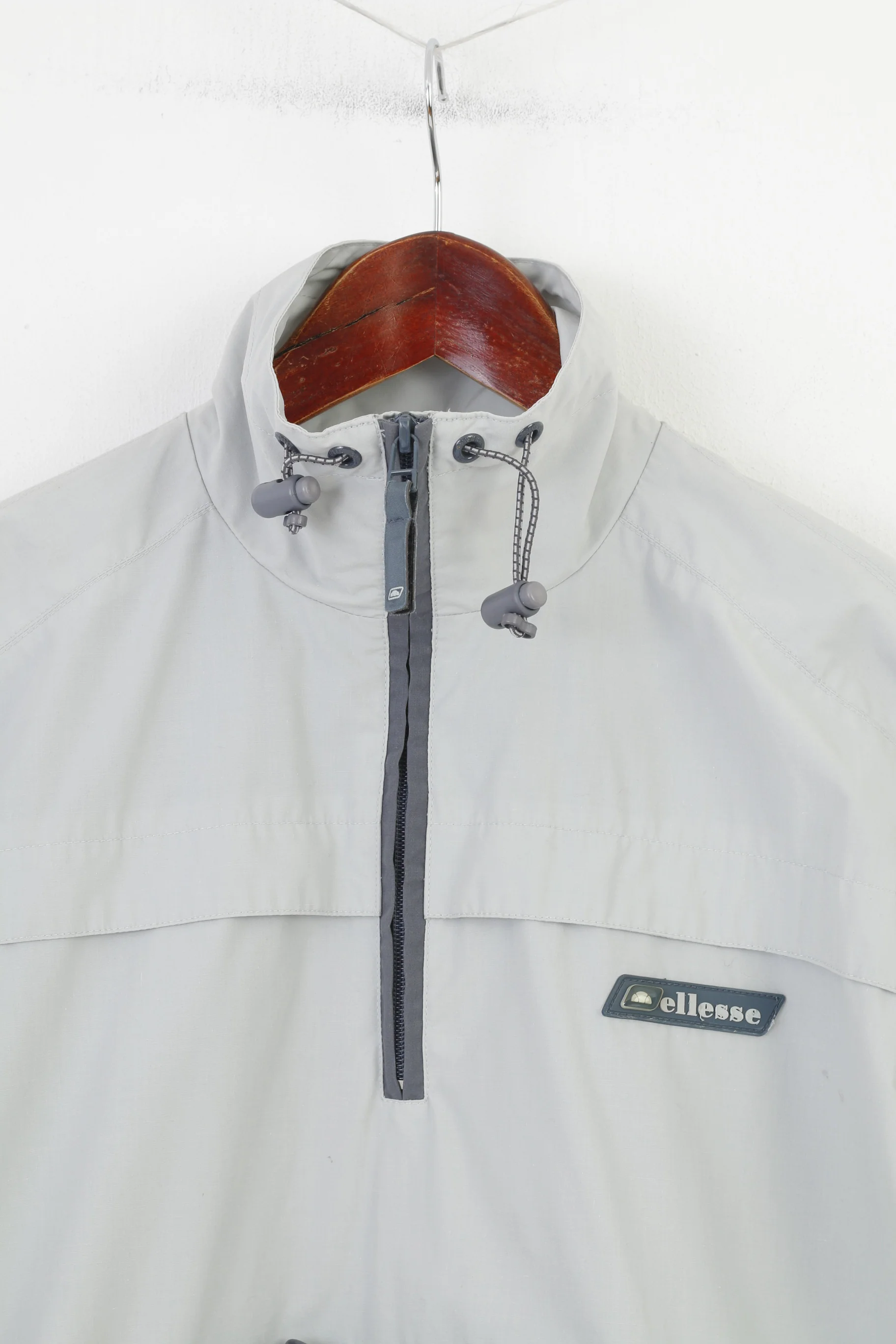 Ellesse Woman 12 M Jacket Zip Neck Grey Hood Pocket Spot Vintage Top - Image 2