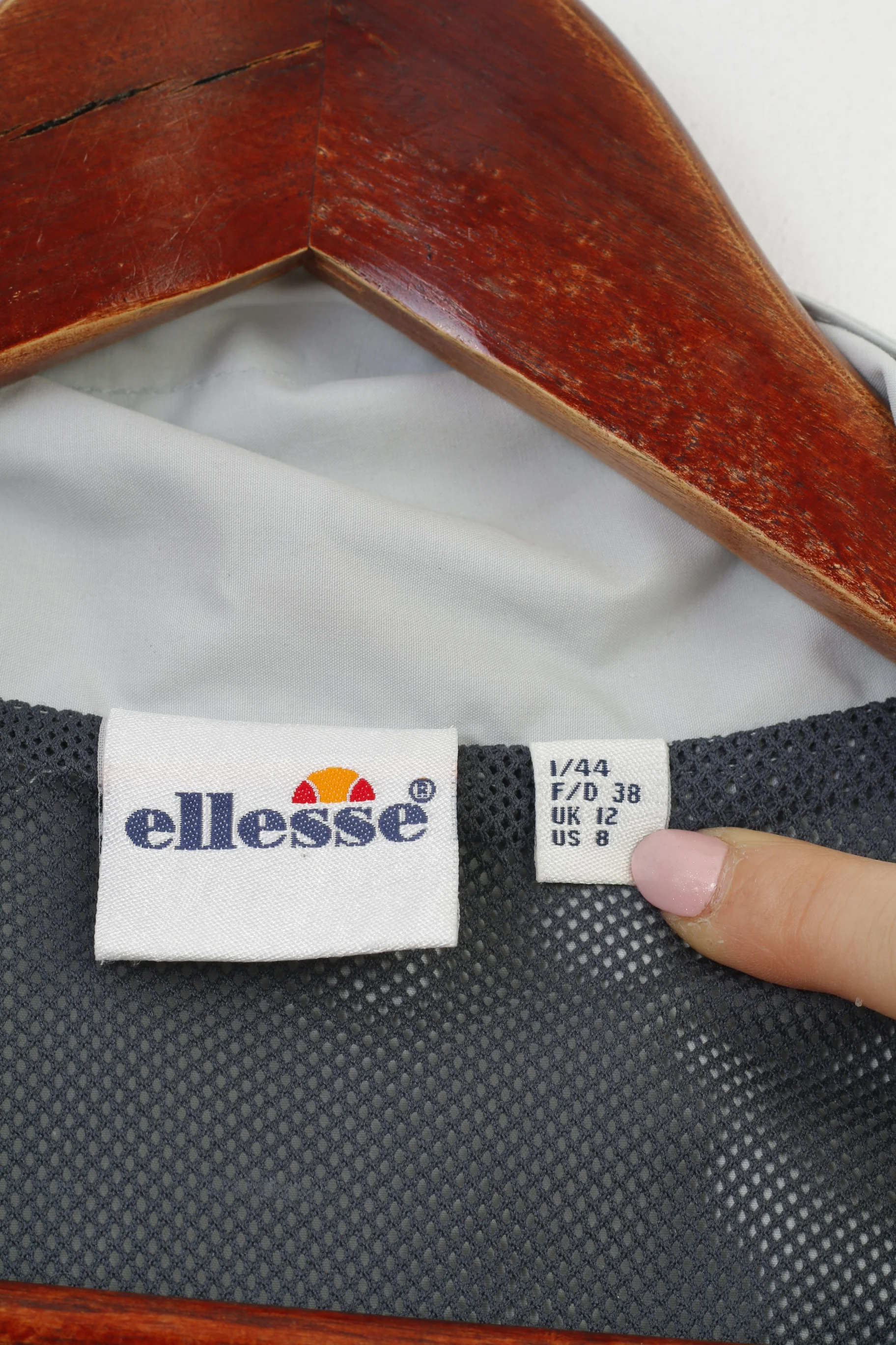Ellesse Woman 12 M Jacket Zip Neck Grey Hood Pocket Spot Vintage Top - Image 6
