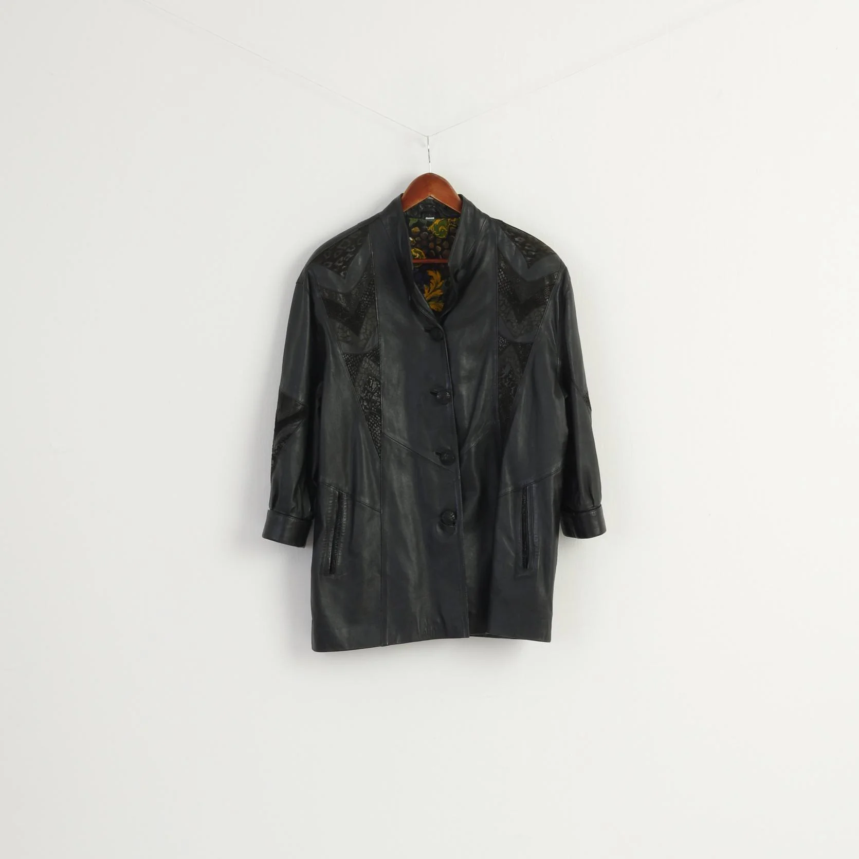Emilia Romana Women M Jacket Black Leather Italy Vintage Detailed Bomber Top - Image 2