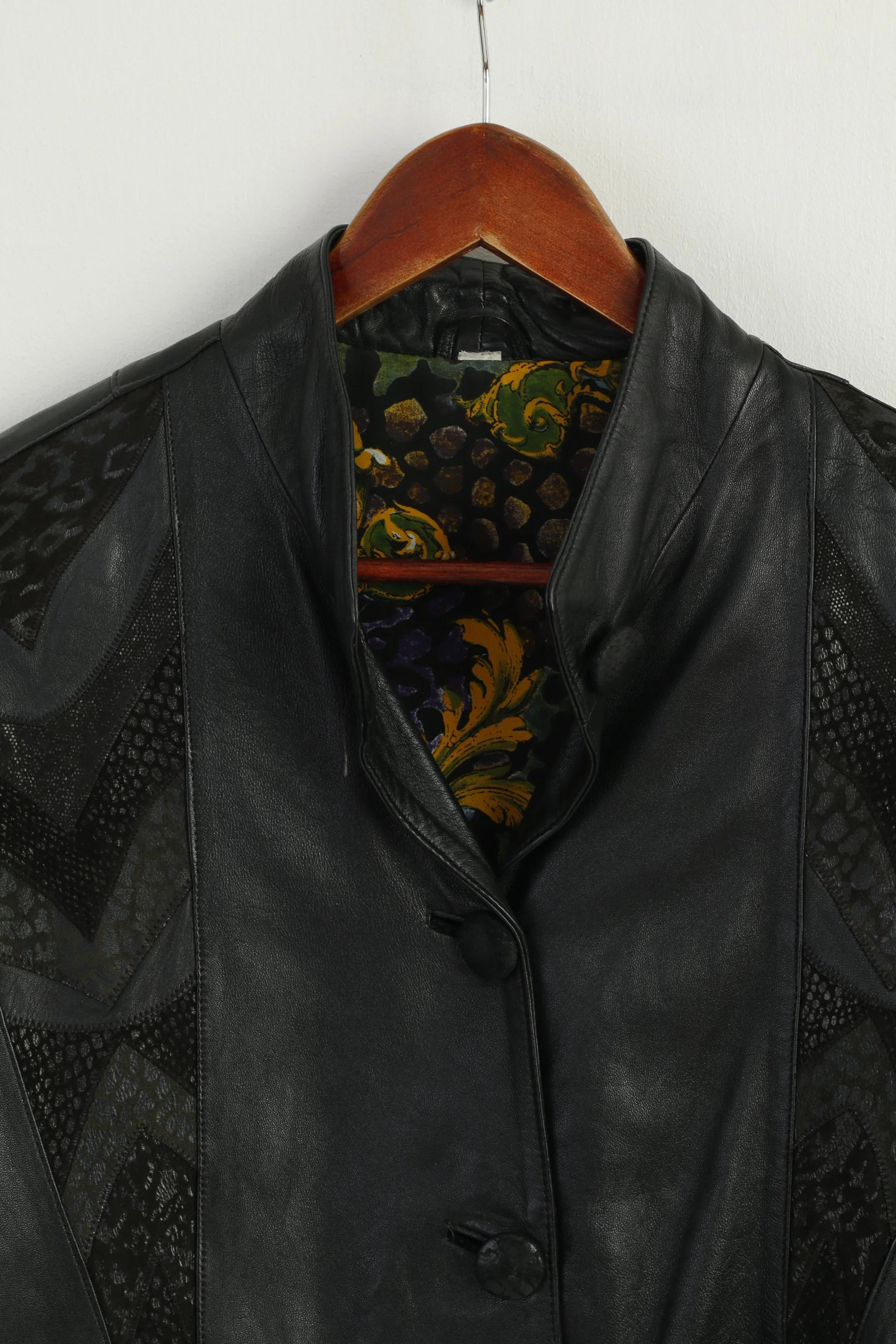 Emilia Romana Women M Jacket Black Leather Italy Vintage Detailed Bomber Top - Image 3