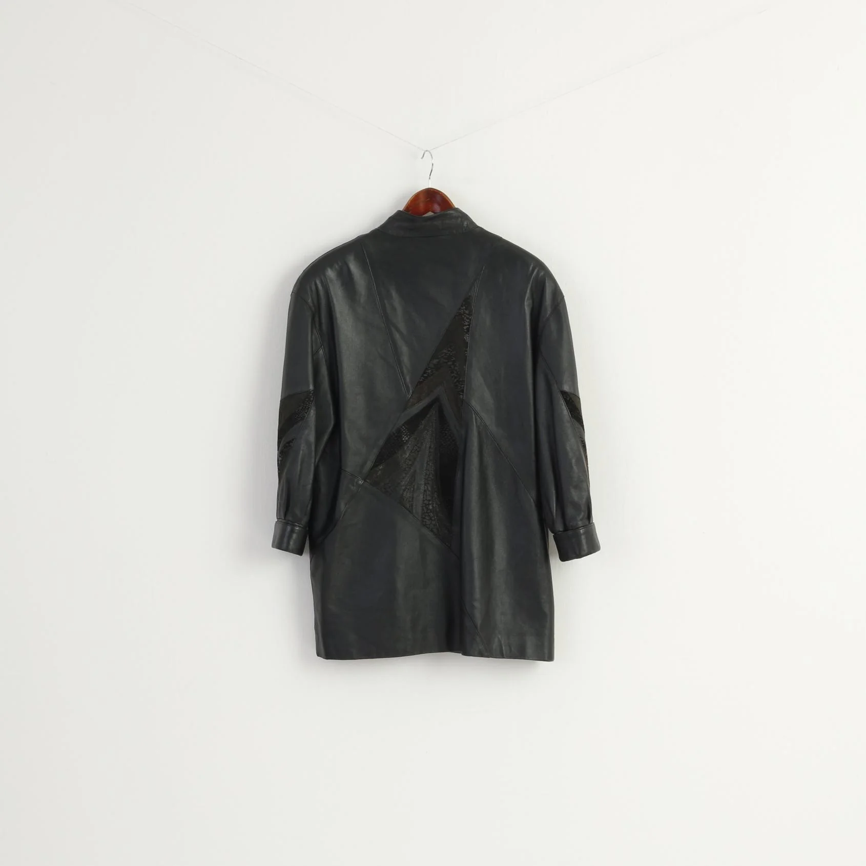 Emilia Romana Women M Jacket Black Leather Italy Vintage Detailed Bomber Top - Image 9