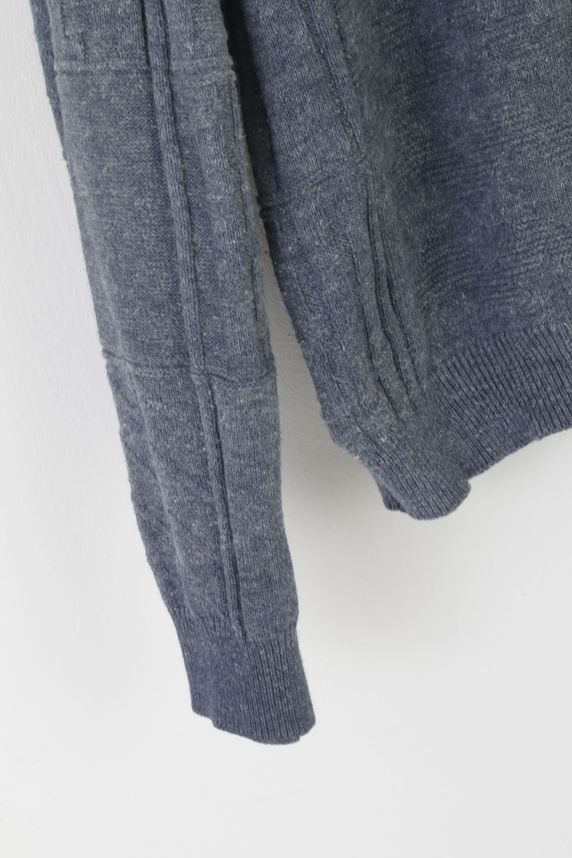 Emilio Santini Men M Jumper Blue Vintage Casualwear Collared Oversize Sweater - Image 3