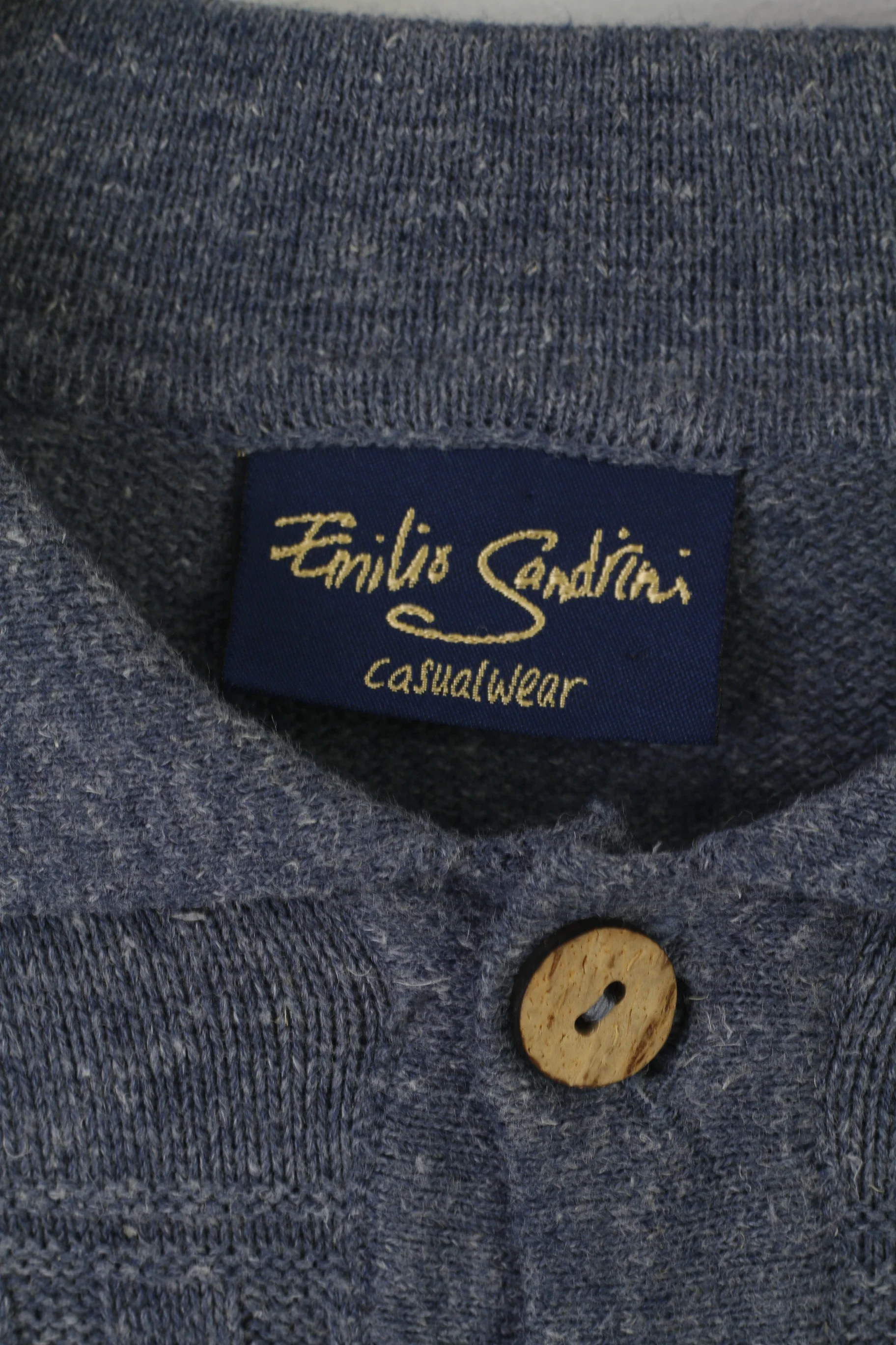 Emilio Santini Men M Jumper Blue Vintage Casualwear Collared Oversize Sweater - Image 4