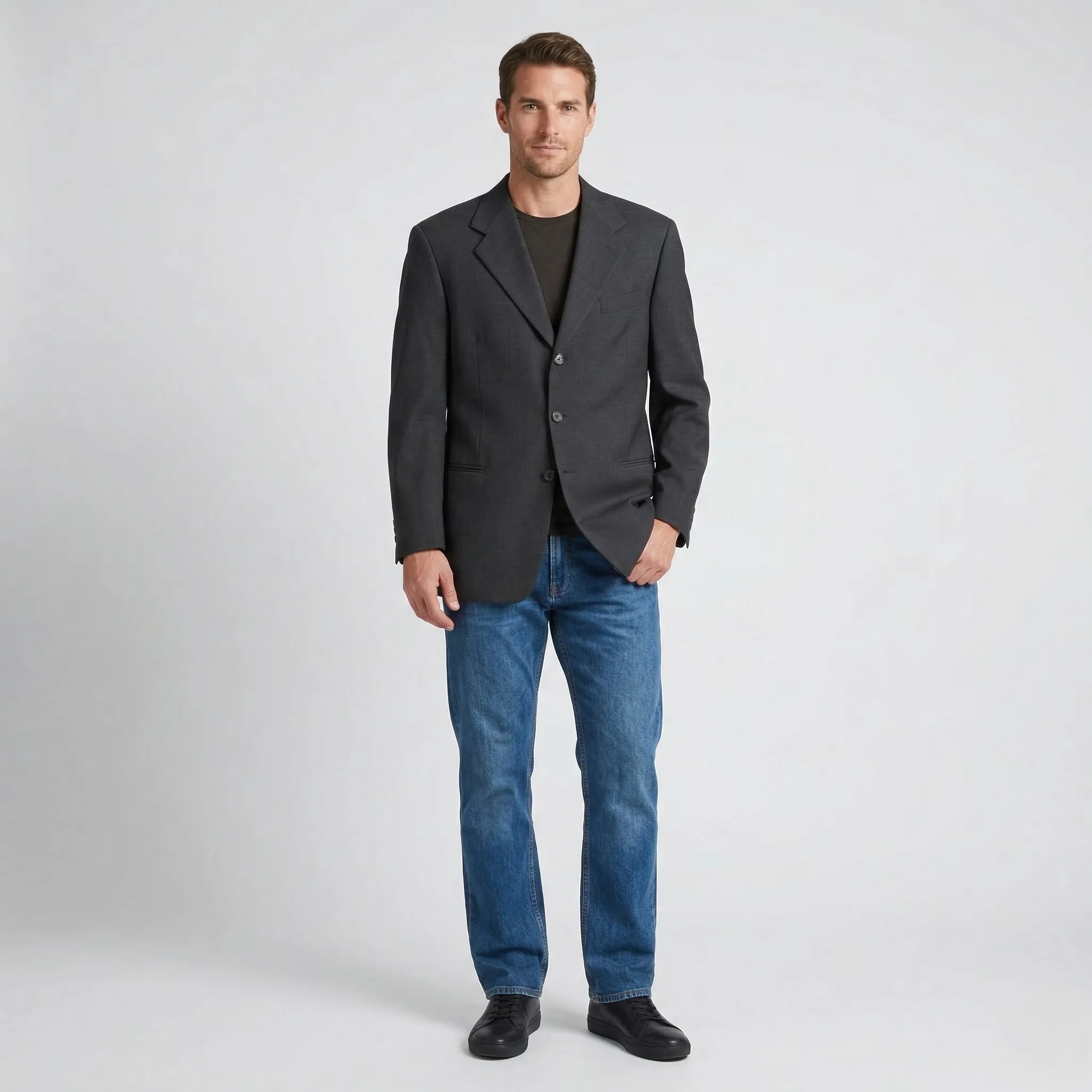 Emporio Armani Men 54 44 Blazer Charcoal Vintage Single Breasted Made in Italy Jacket