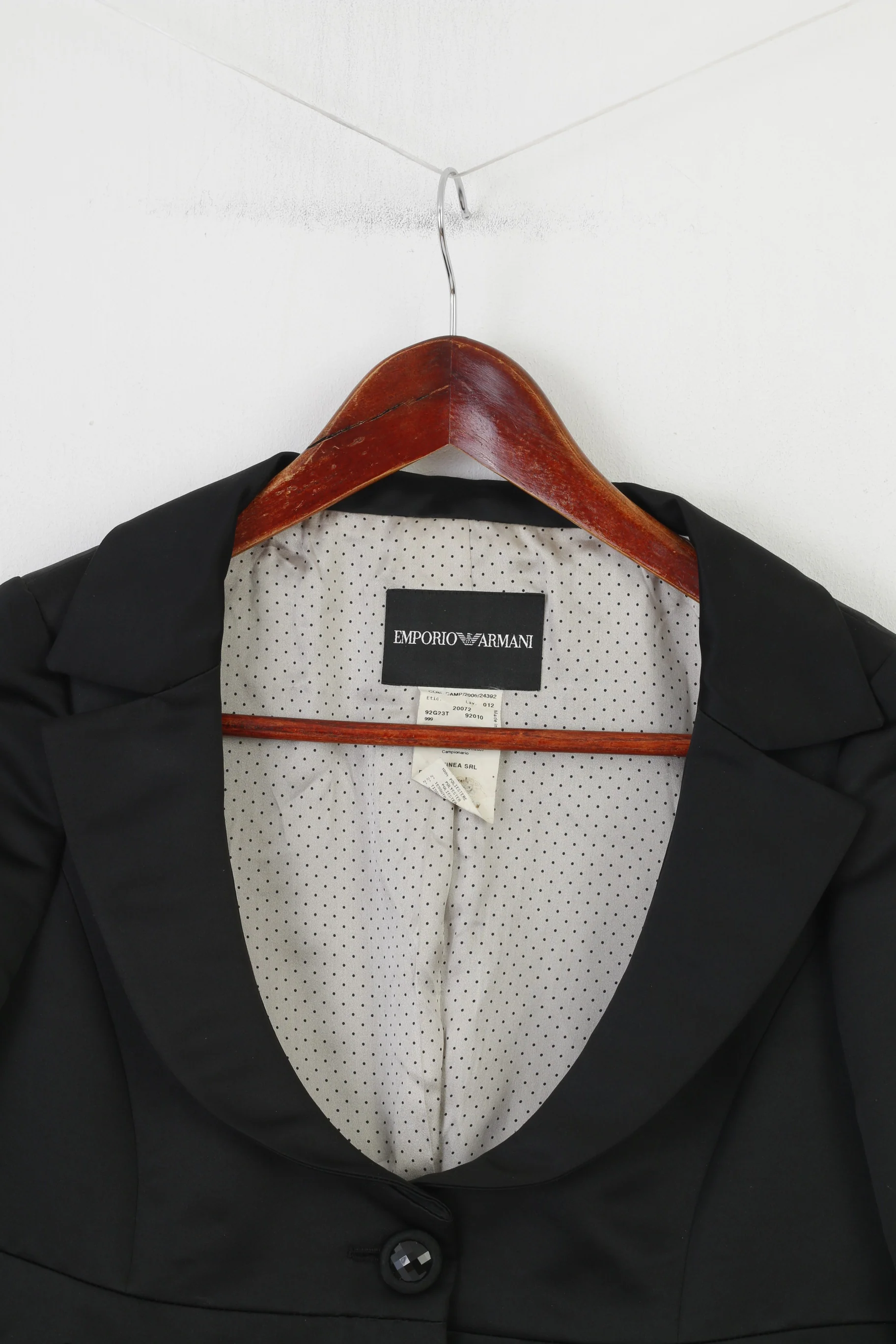 Emporio Armani Woman 40 S Jacket Black Bottom Collar Breasted Elegant Blazer Polyester Top - Image 3