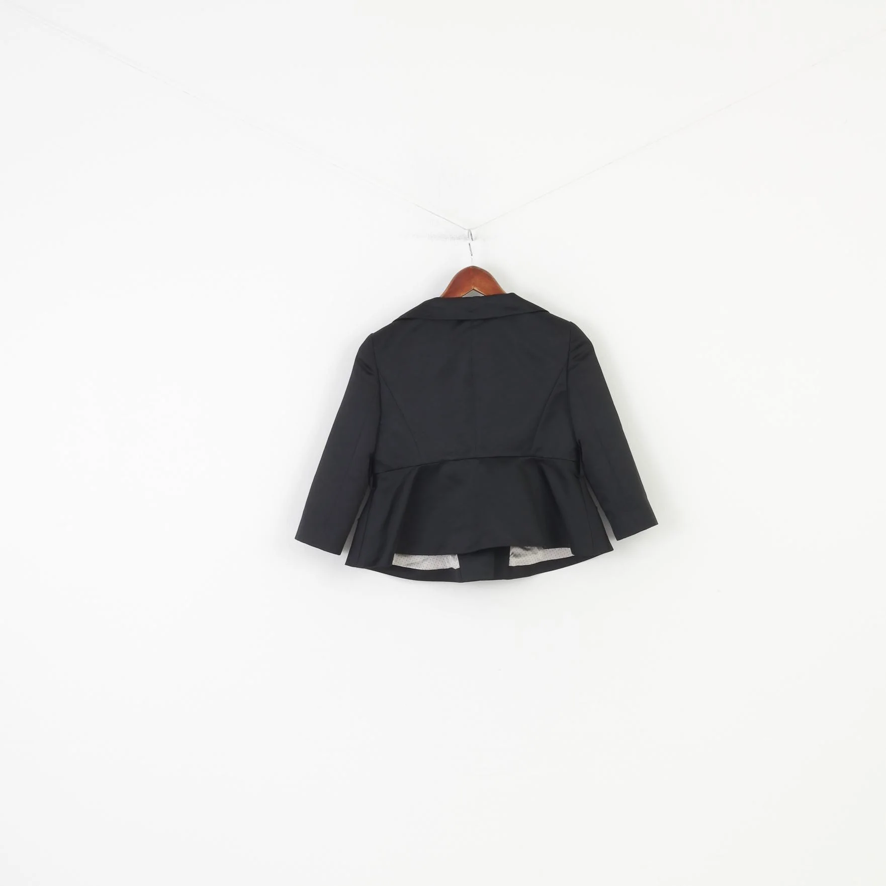 Emporio Armani Woman 40 S Jacket Black Bottom Collar Breasted Elegant Blazer Polyester Top - Image 7