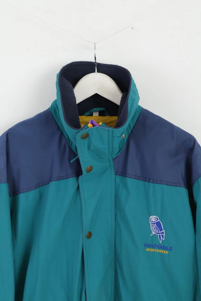 Enjoyable Mens S Jacket Green Nylon Vintage Zip Up Sportswear Parka Top - Image 3