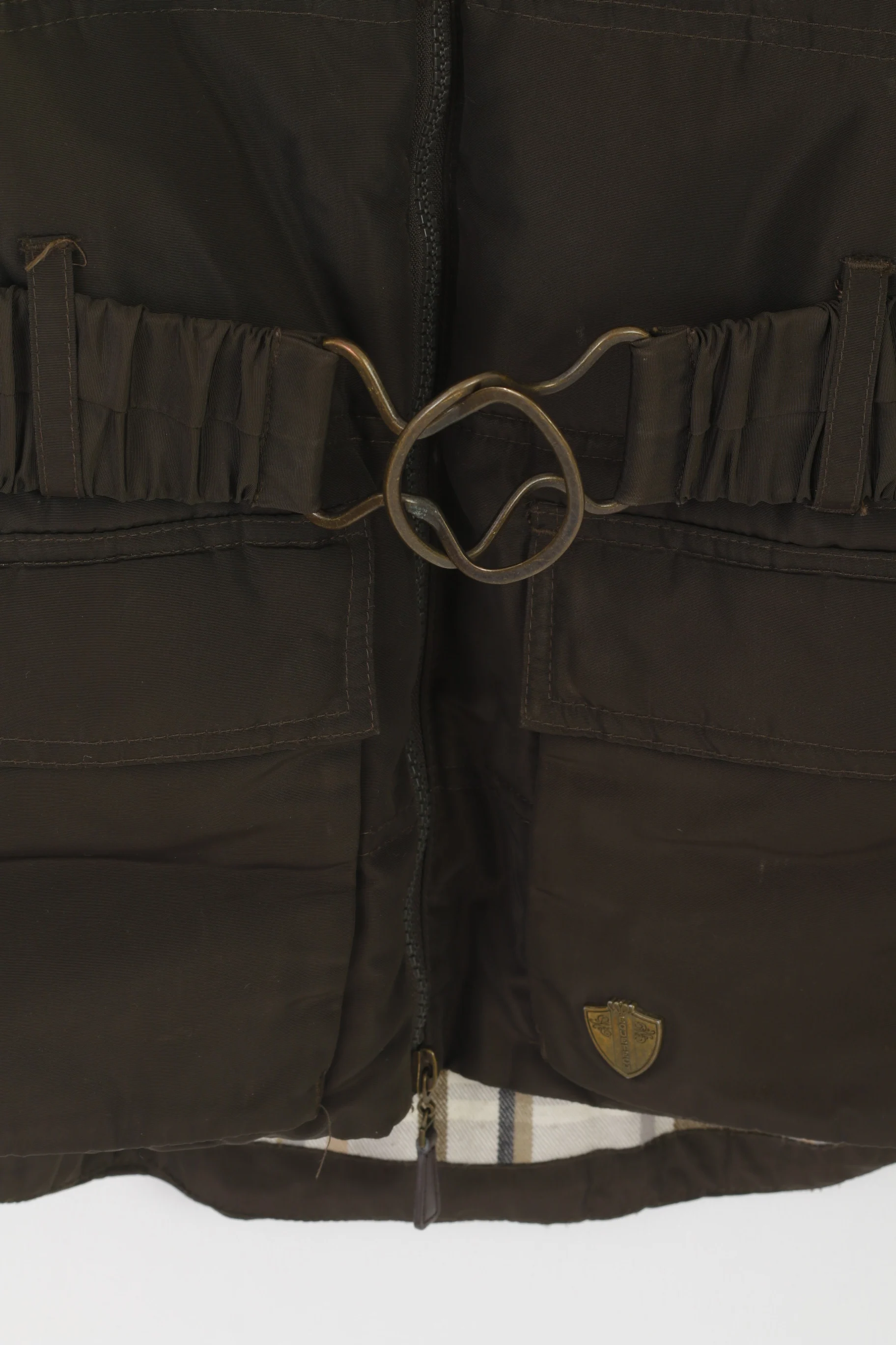Equetech Women XS Bodywarmer Brown Zip Up Horse Riding Belted Sleeveless Vest - Image 3