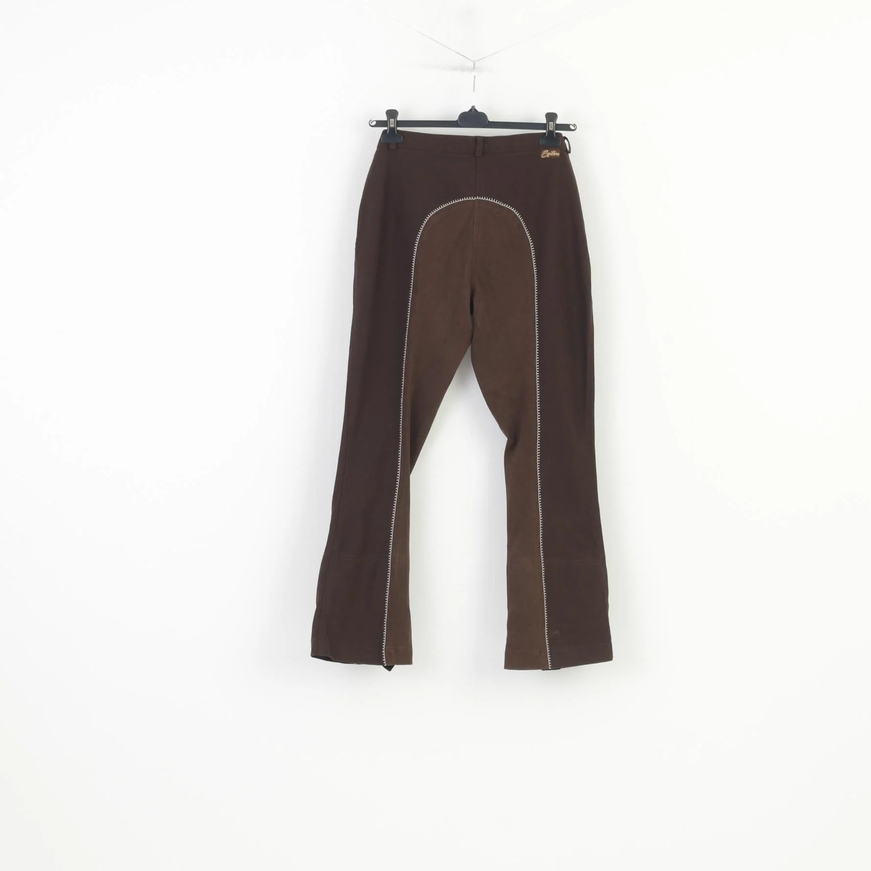 Equilibro Women 22 Trousers Brown Cotton Horse Ride Pants Elastic Outwear Training Belt Loops Vintage Pants - Image 8