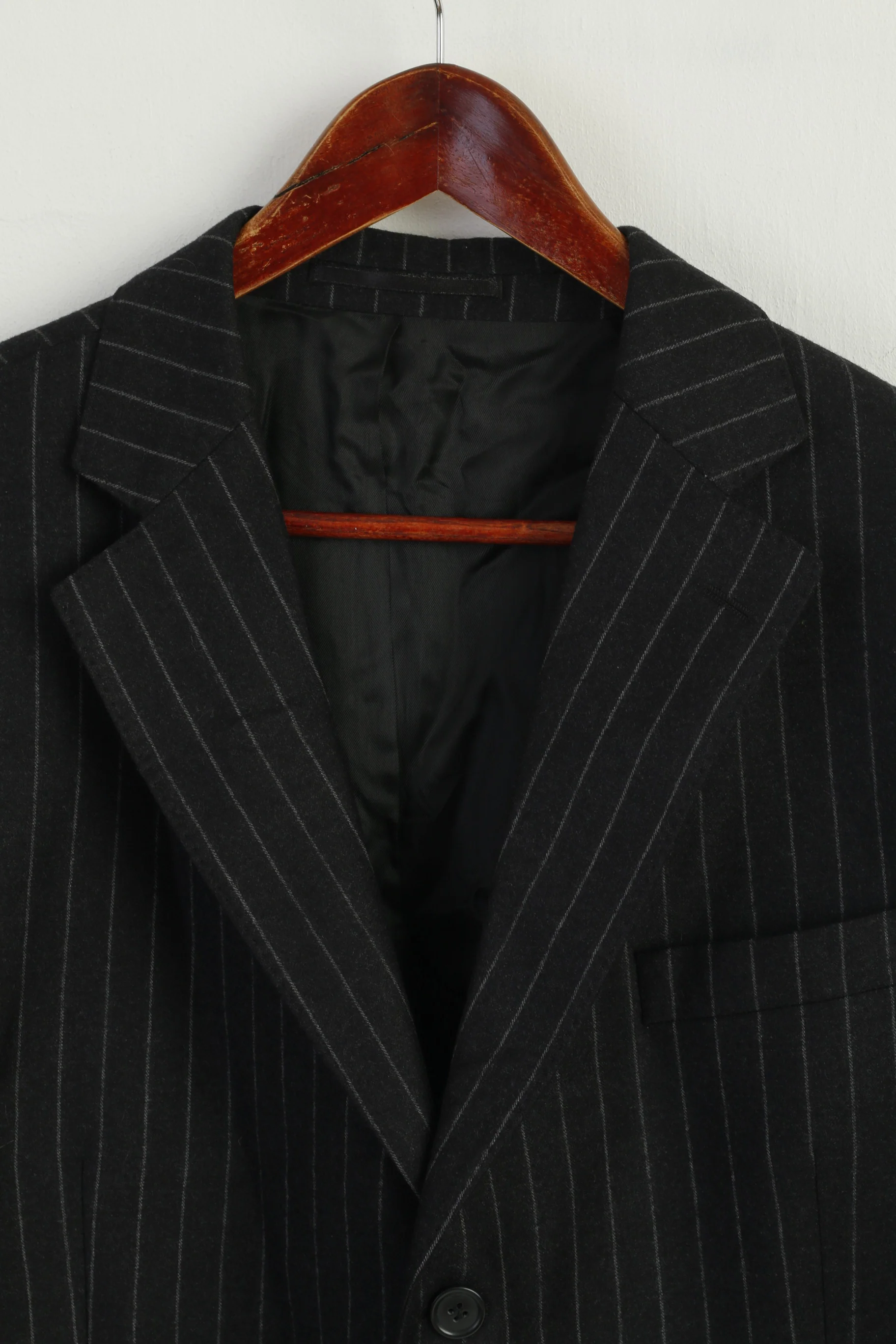 Ermenegildo Zegna Men 44 Blazer Charcoal Striped Wool Woven in Italy Vintage Jacket - Image 3