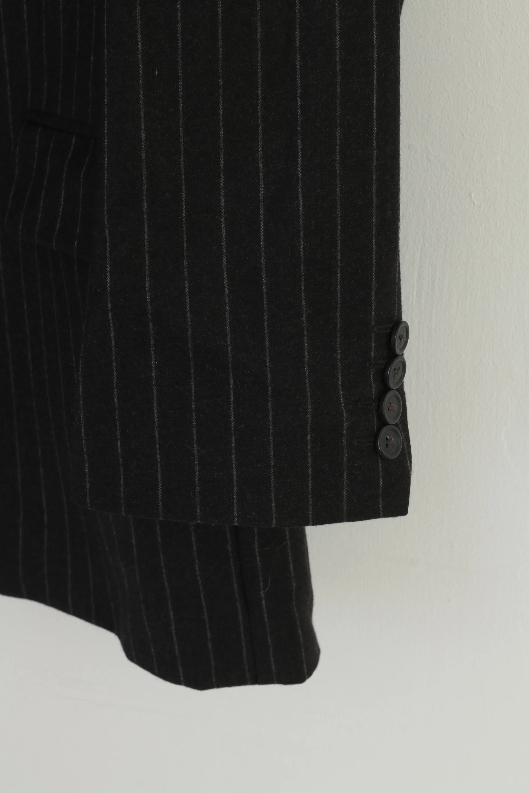 Ermenegildo Zegna Men 44 Blazer Charcoal Striped Wool Woven in Italy Vintage Jacket - Image 4