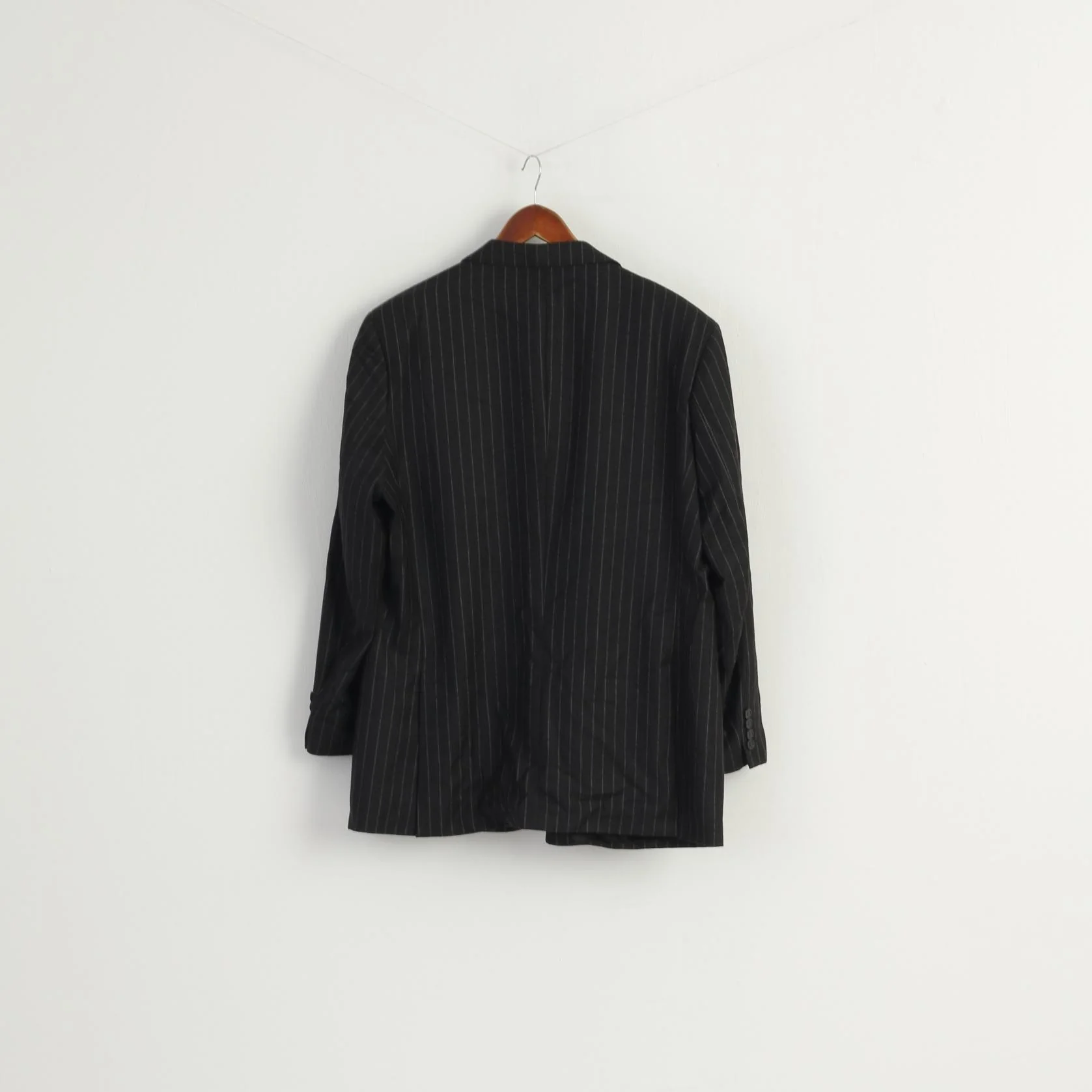 Ermenegildo Zegna Men 44 Blazer Charcoal Striped Wool Woven in Italy Vintage Jacket - Image 8