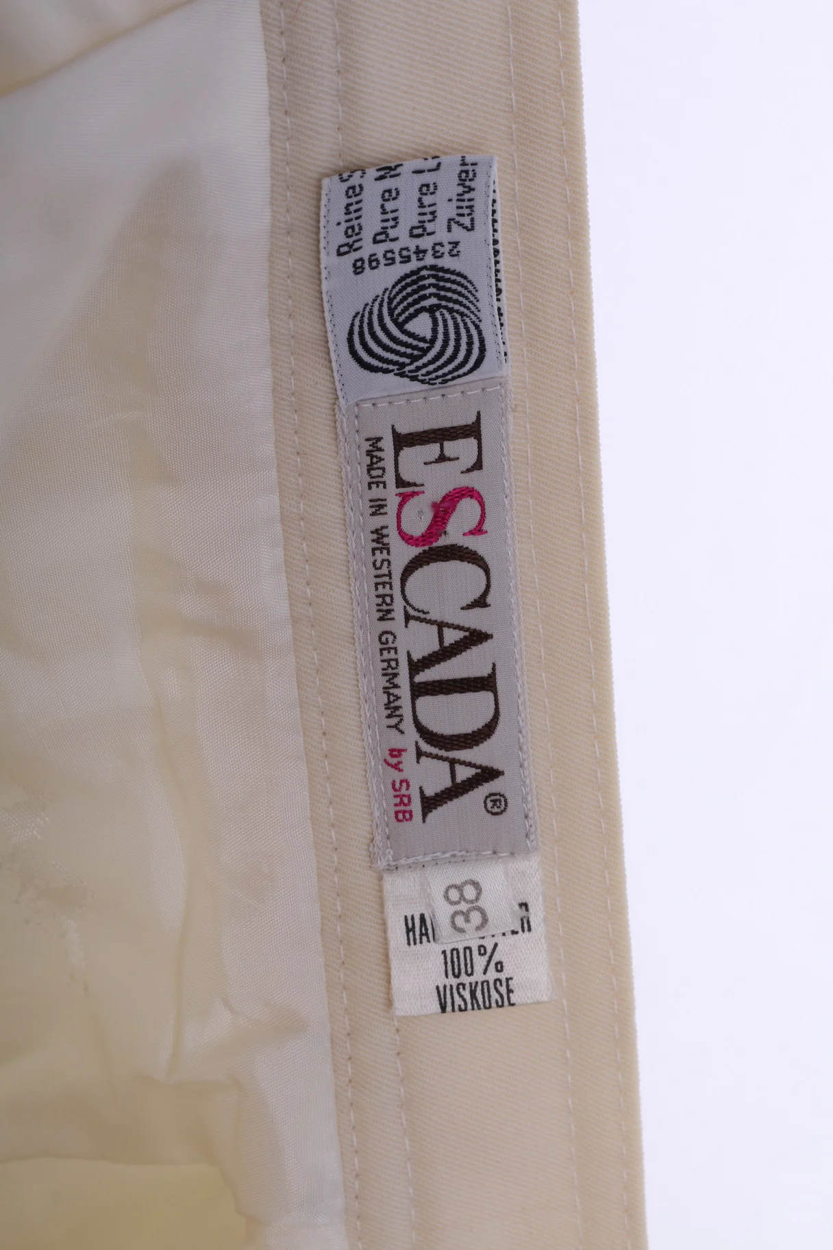 Escada Women 38 Midi Skirt Pencil Cream Wool Western Germany by SRB - Image 3