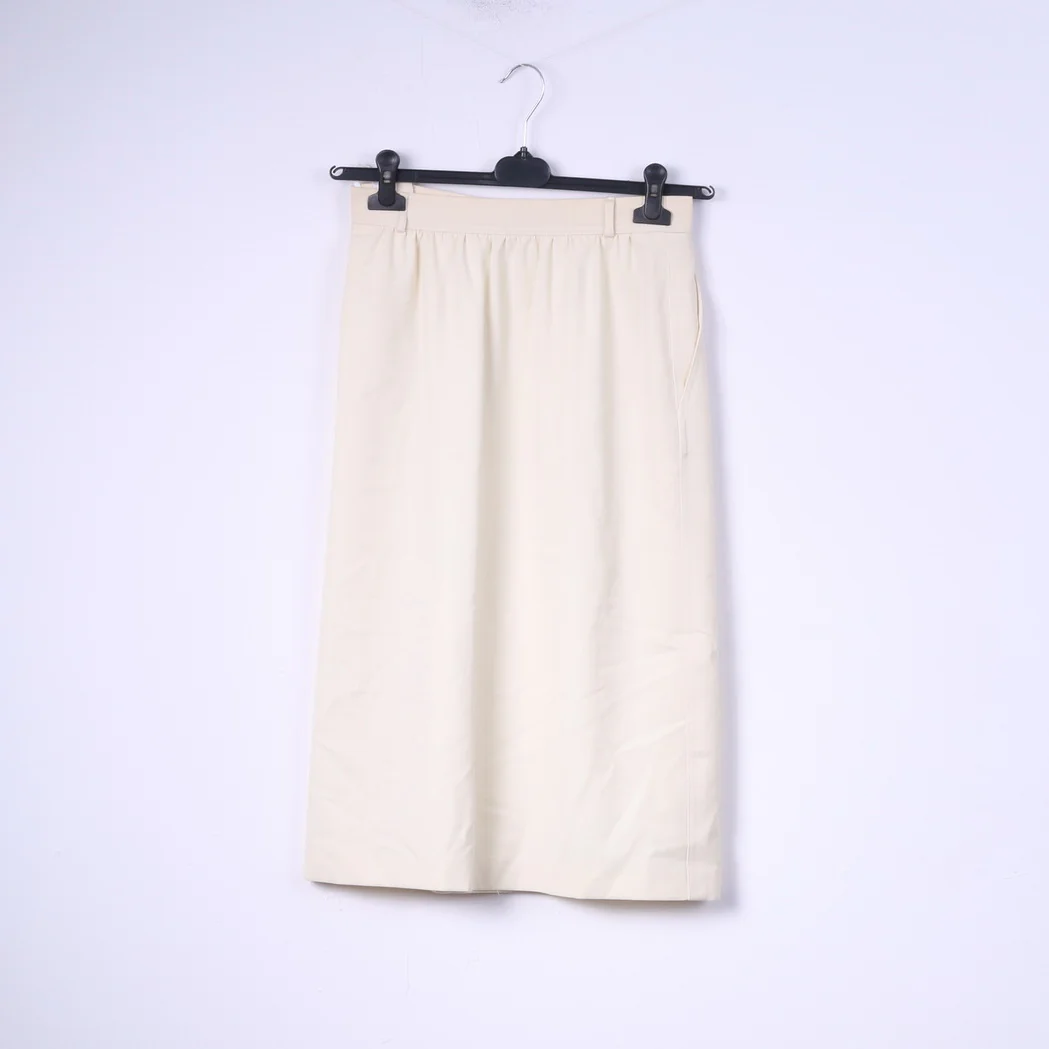 Escada Women 38 Midi Skirt Pencil Cream Wool Western Germany by SRB - Image 4