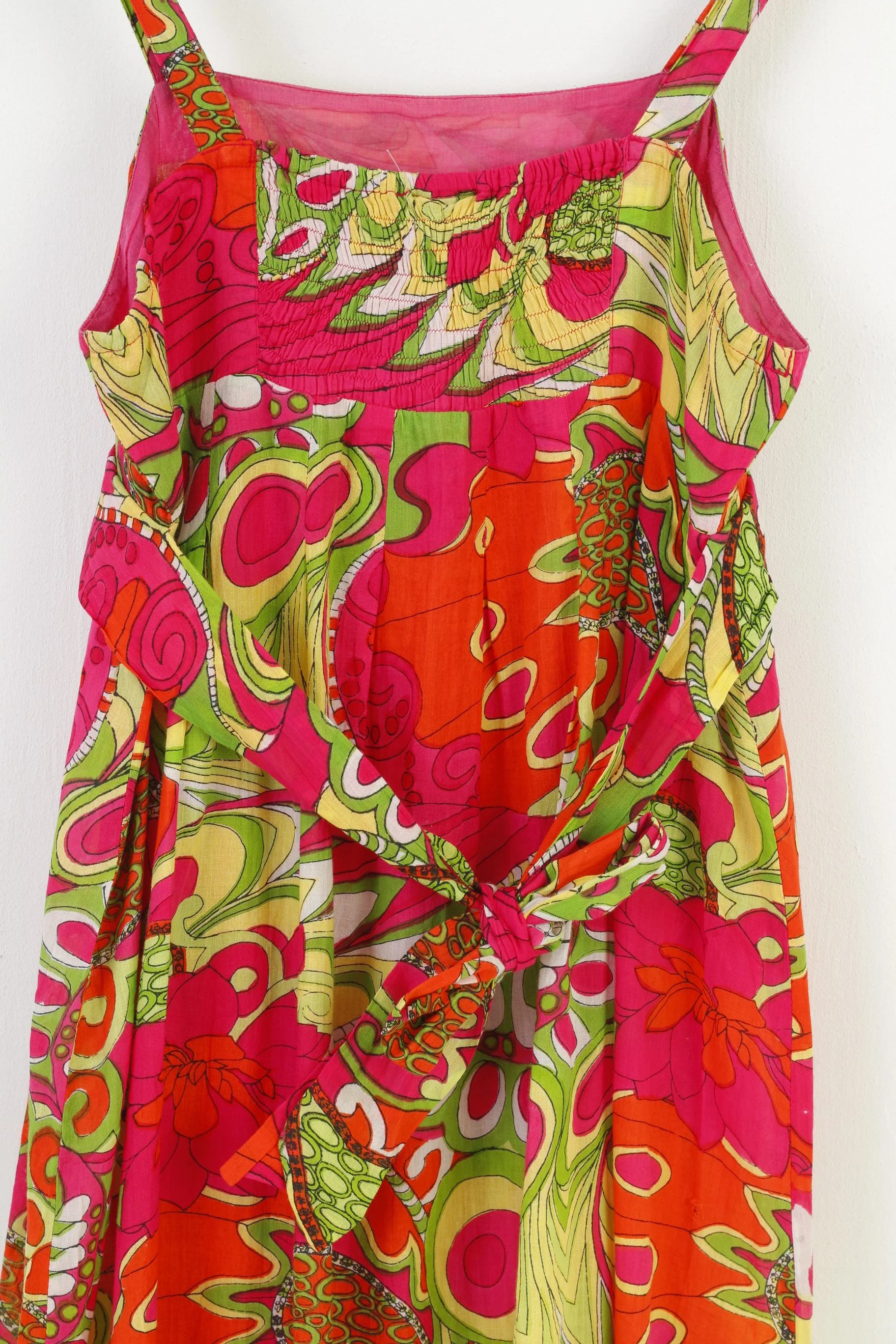 Ethelaustin Women 14 M Midi Dress Straps Multicolor Flared Cotton Summer Flower Print Top - Image 6