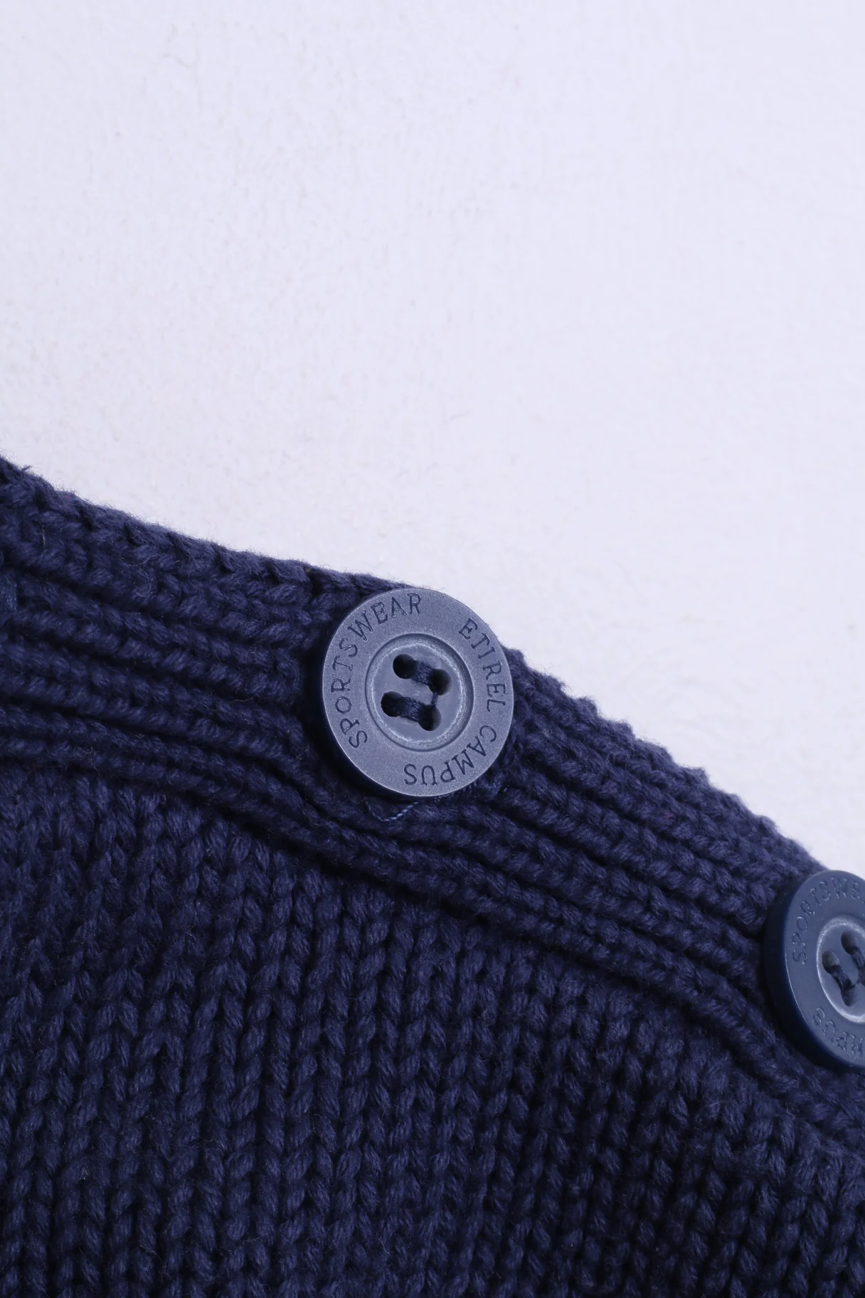 Etirel Campus Sportswear Mens L Jumper Crew Neck Striped Navy Cotton - Image 4