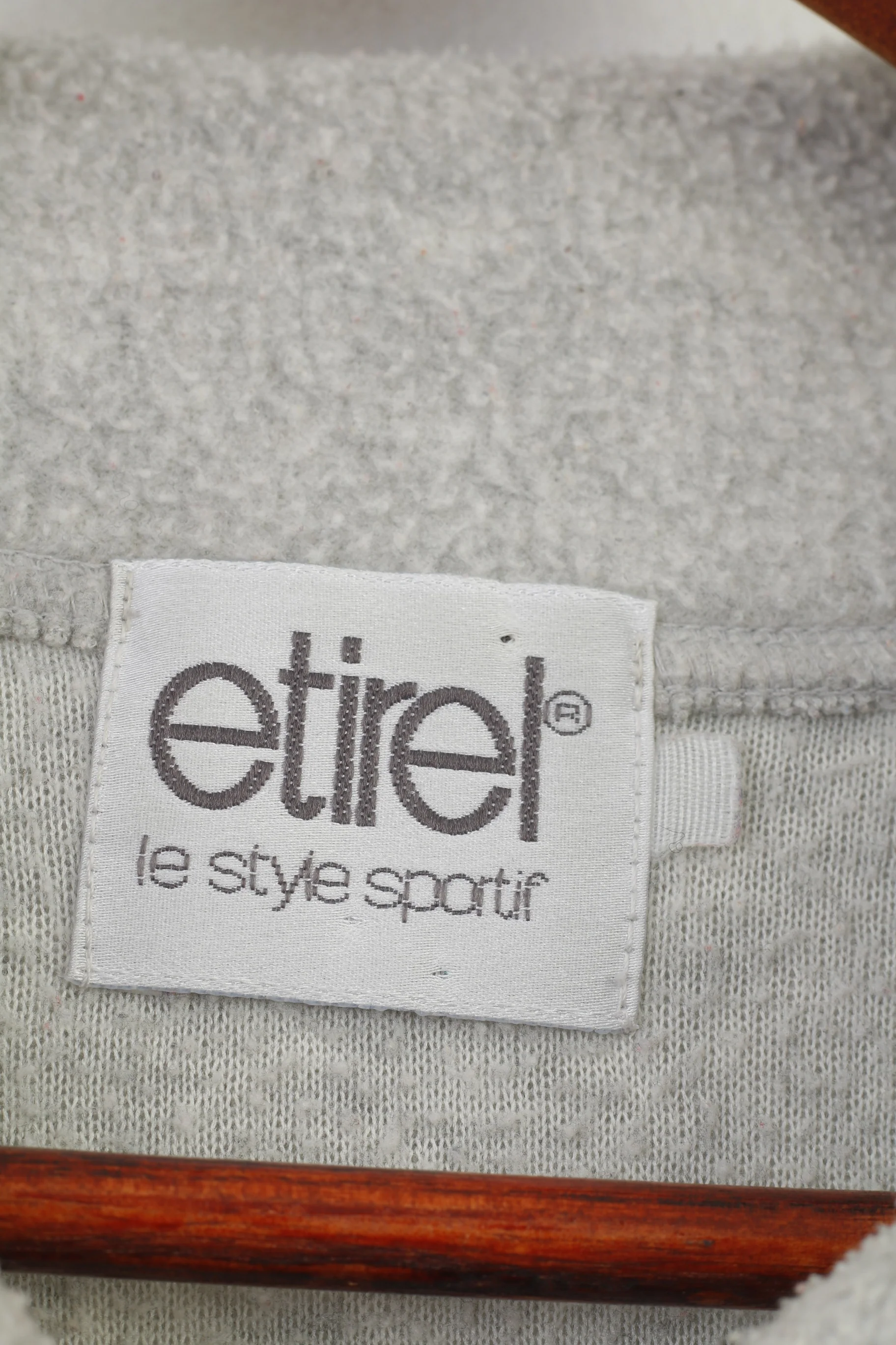 Etirel  Men M Sweatshirt Gray Pullover Zip Neck Fleece Sport Collar Vintage Top - Image 5