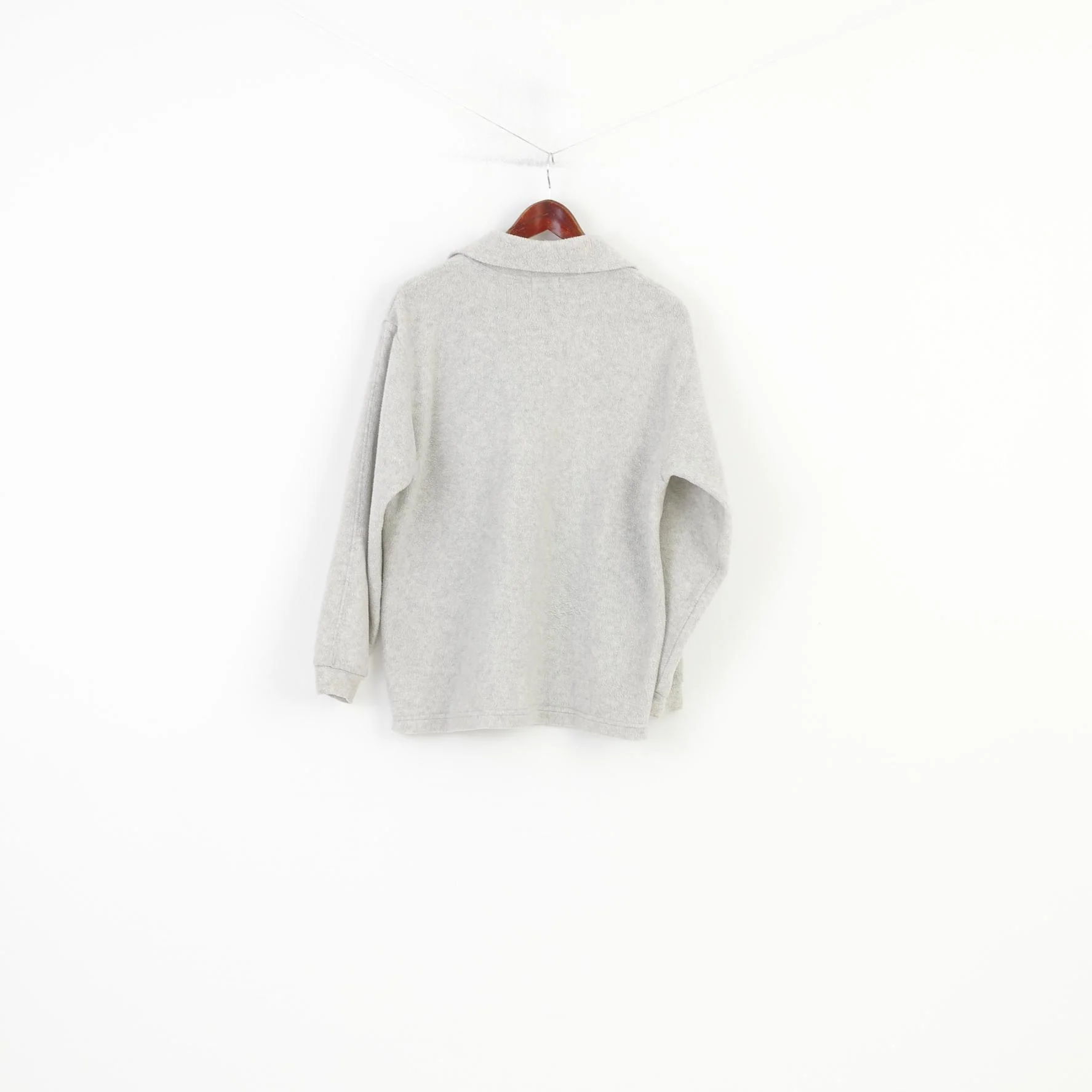Etirel  Men M Sweatshirt Gray Pullover Zip Neck Fleece Sport Collar Vintage Top - Image 7
