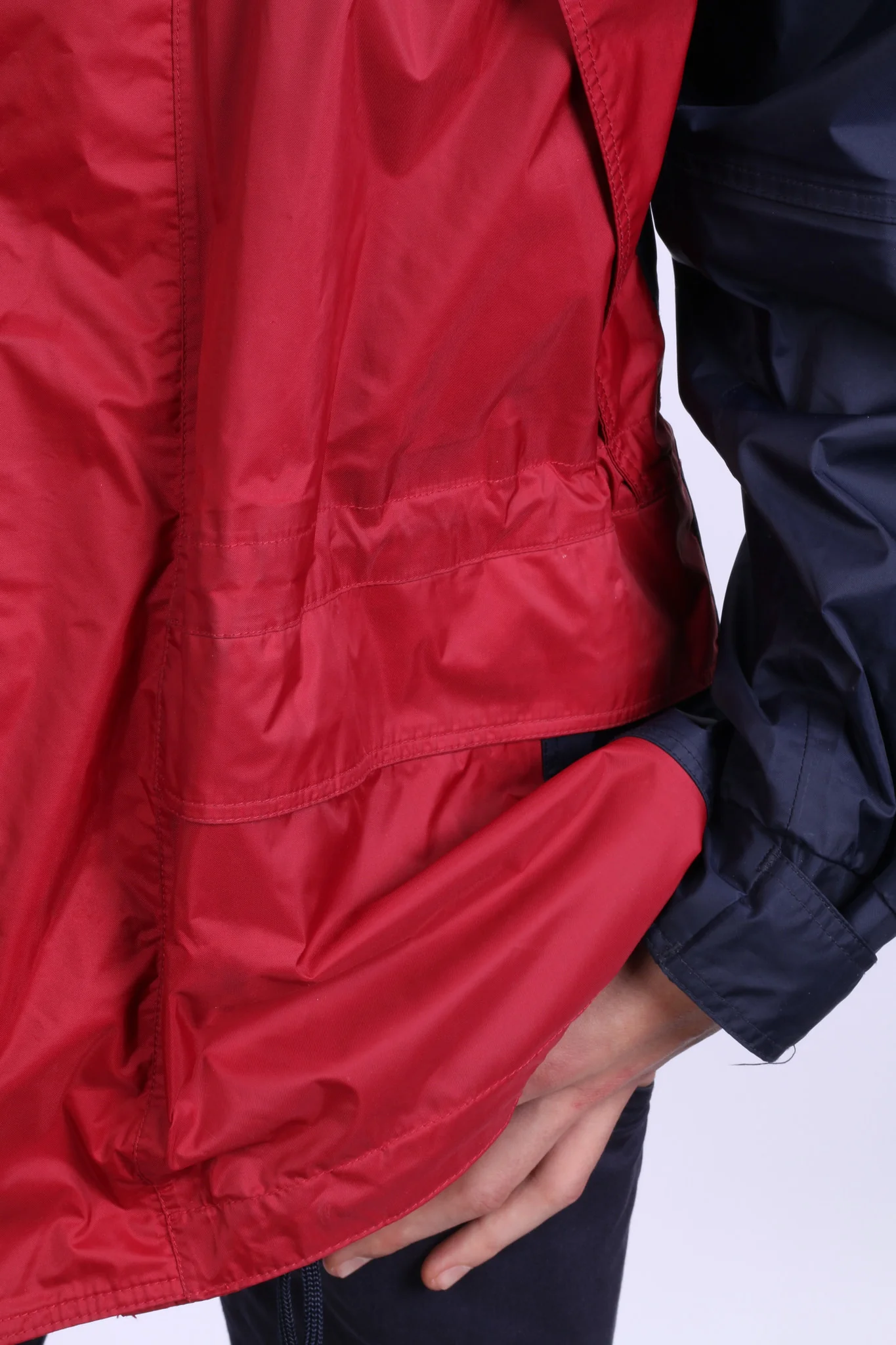 Etirel Mens M Jacket Parka Hood Red Waterproof Nylon Navy Blue Vintage Track Top - Image 6