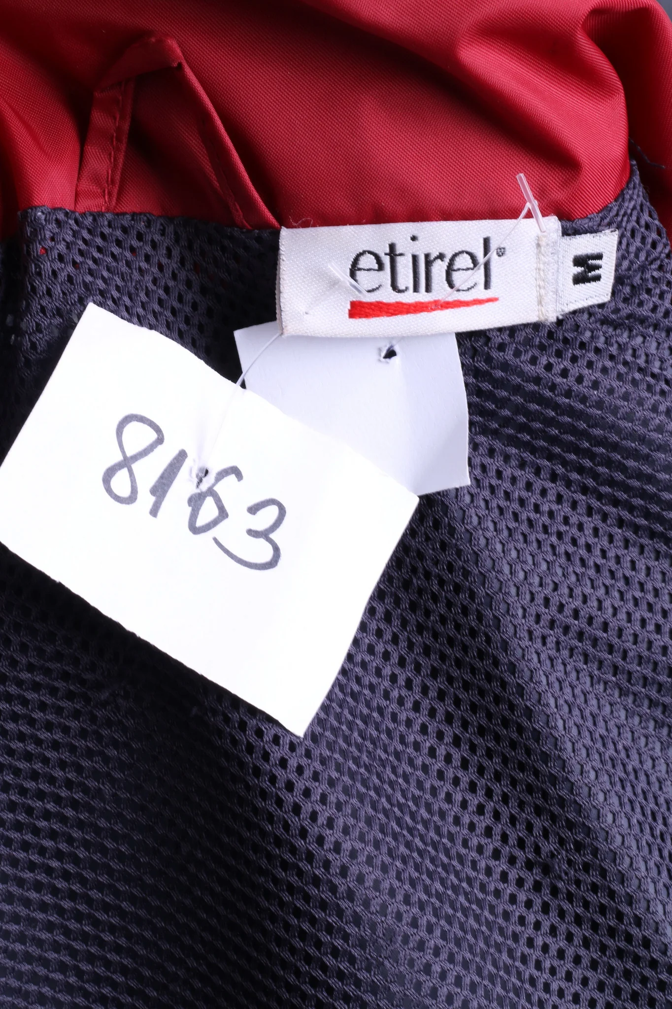 Etirel Mens M Jacket Parka Hood Red Waterproof Nylon Navy Blue Vintage Track Top - Image 7